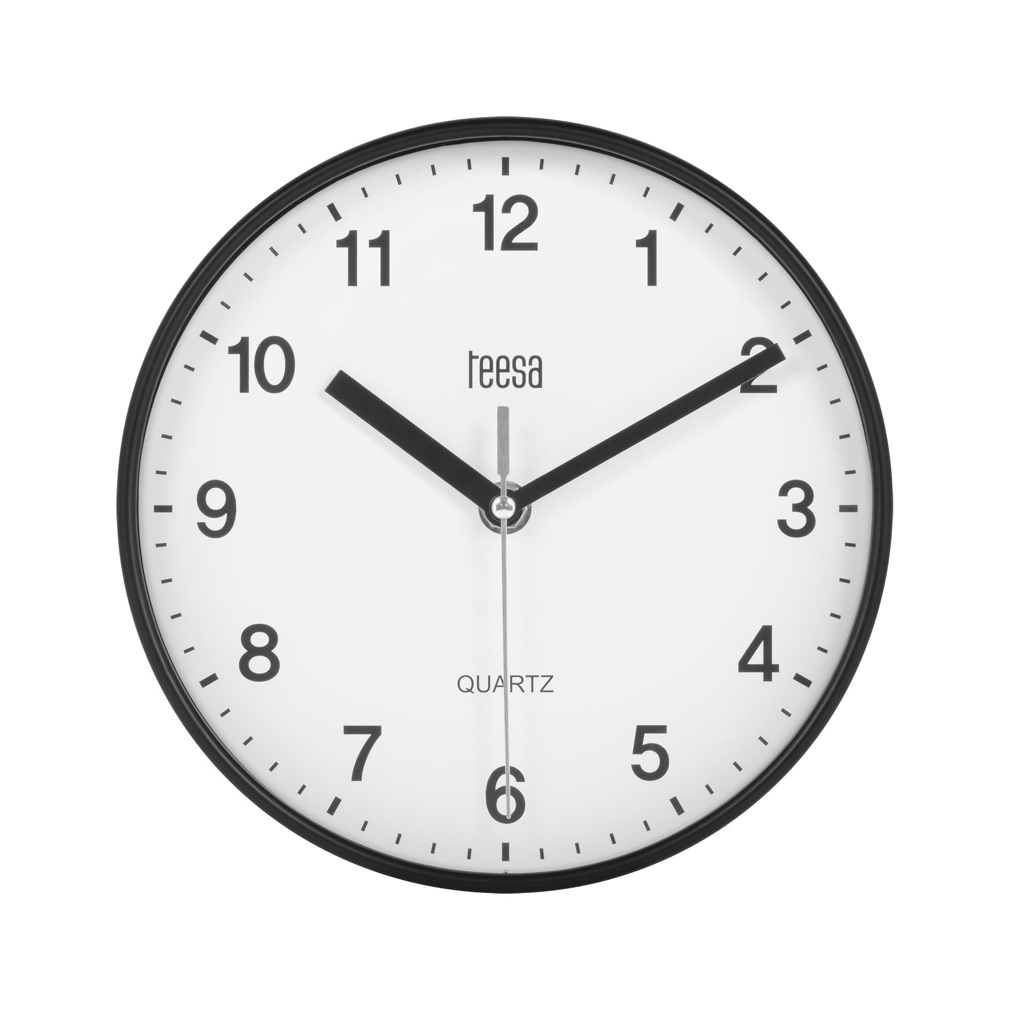 Teesa Analog Wall Clock - 20 cm Diameter | Silent Movement | Black Plastic 4