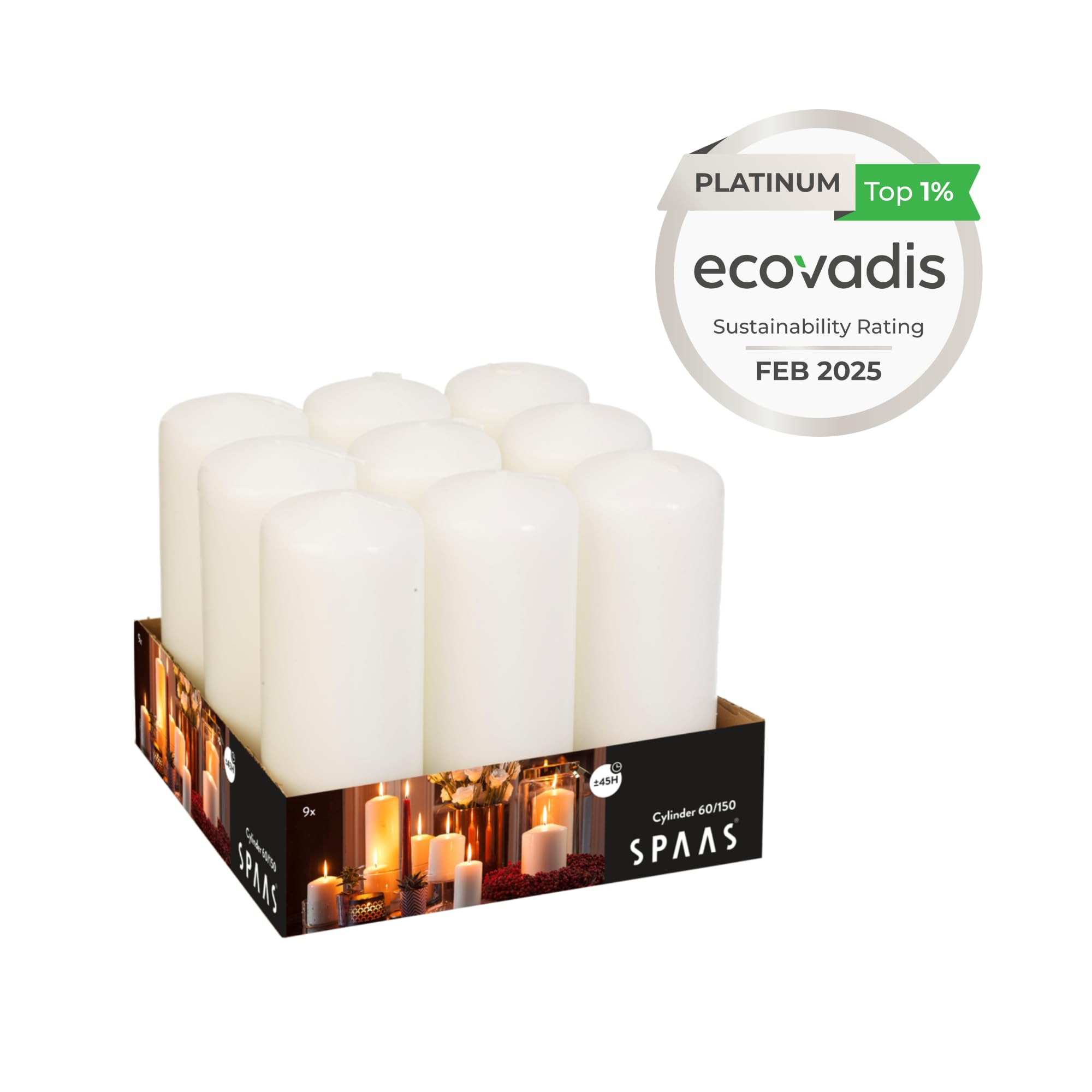 Spaas Unscented Pillar Candles - 9 Pack, 60mm x 150mm, ± 45 Hour Burn Time 5