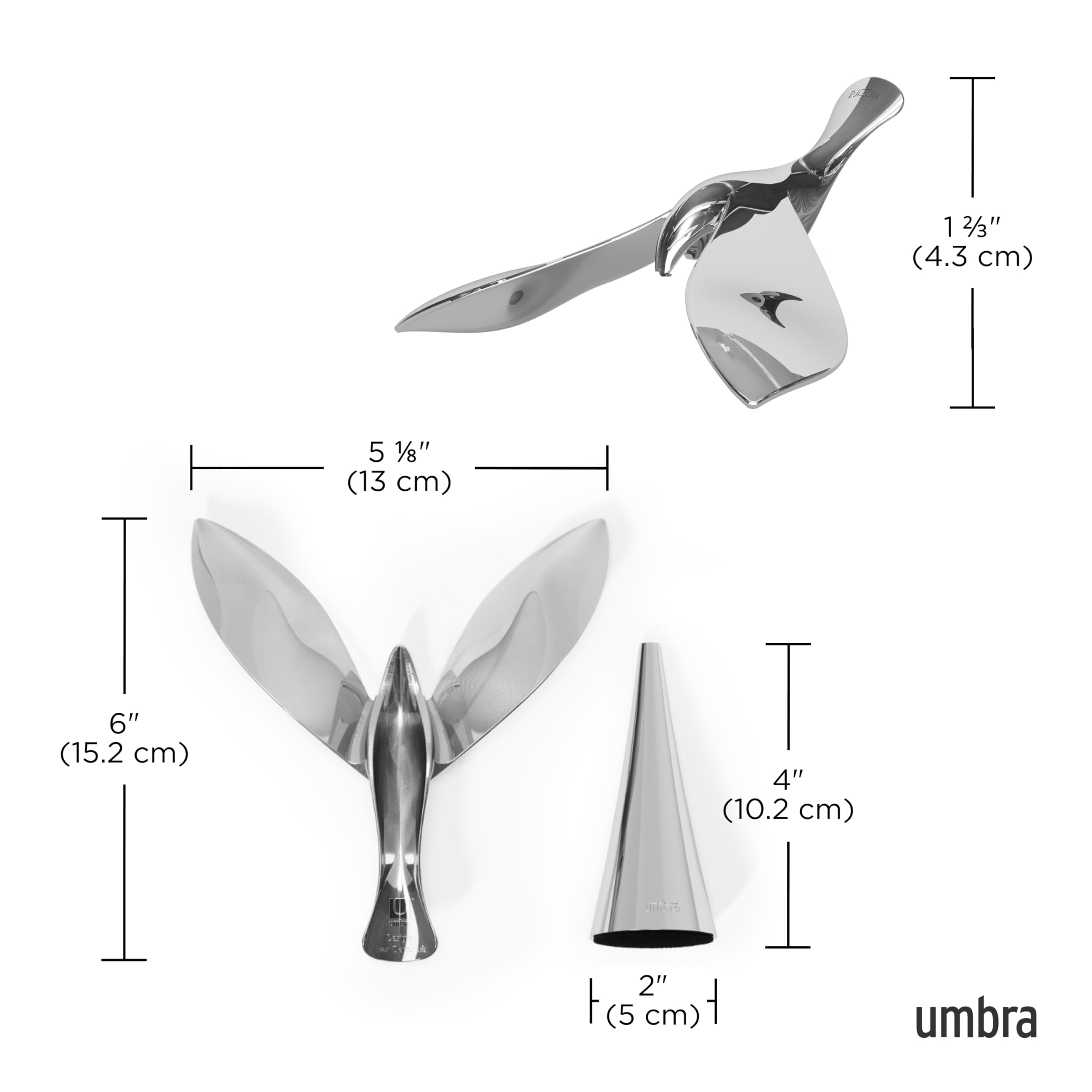Umbra Tipsy Bottle Opener - Balancing Bird Sculptural Bar Tool | Cast Metal, Chrome Finish 3