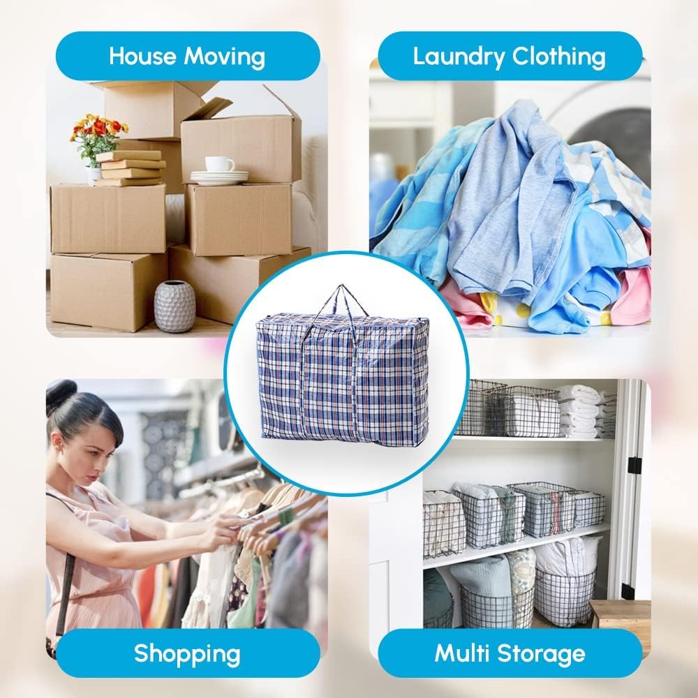 1ABOVE Jumbo Reusable Laundry Bags - 5 Pack, Waterproof, Heavy-Duty Handles & Zipper | 70x60x28cm 5