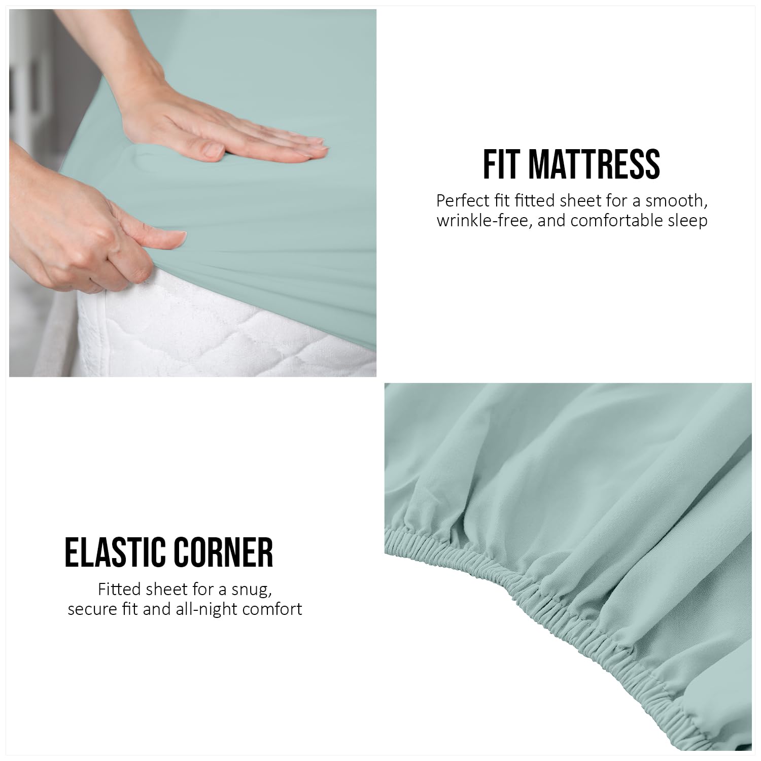 Super Dreamer Microfiber Fitted Sheet - Double Size (137x193 cm) - Duck Egg | 100% Polyester 5