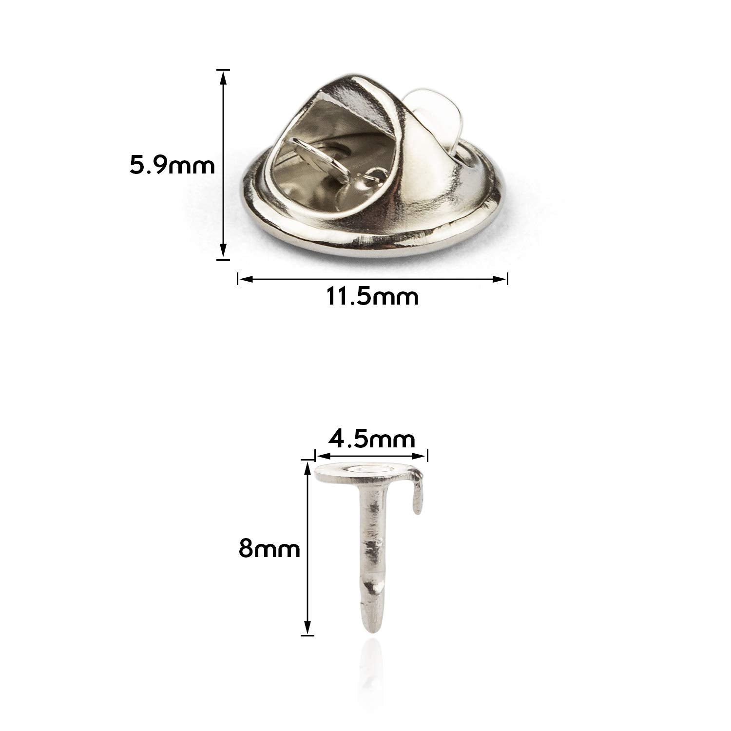 ASelected 100 Pairs Metal Butterfly Clutch Pin Backs - Rust-Proof Lapel Badge Fasteners | Silver 2