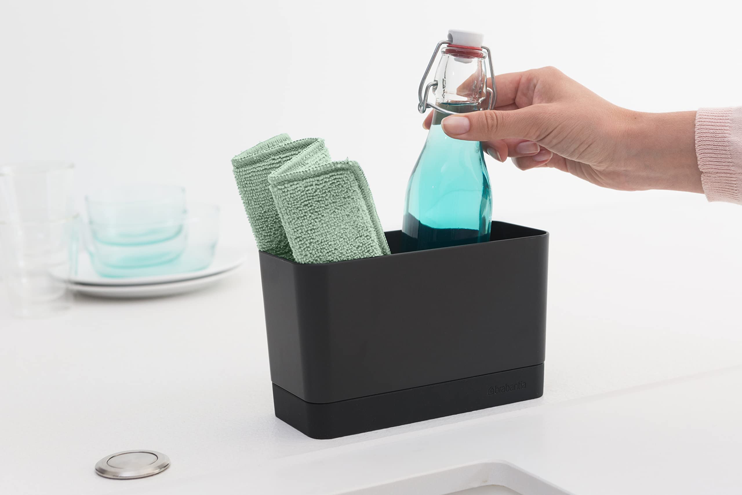 Brabantia Sinkside Microfibre Cleaning Pads - Set of 3 | 16 x 22 cm | Jade Green 6