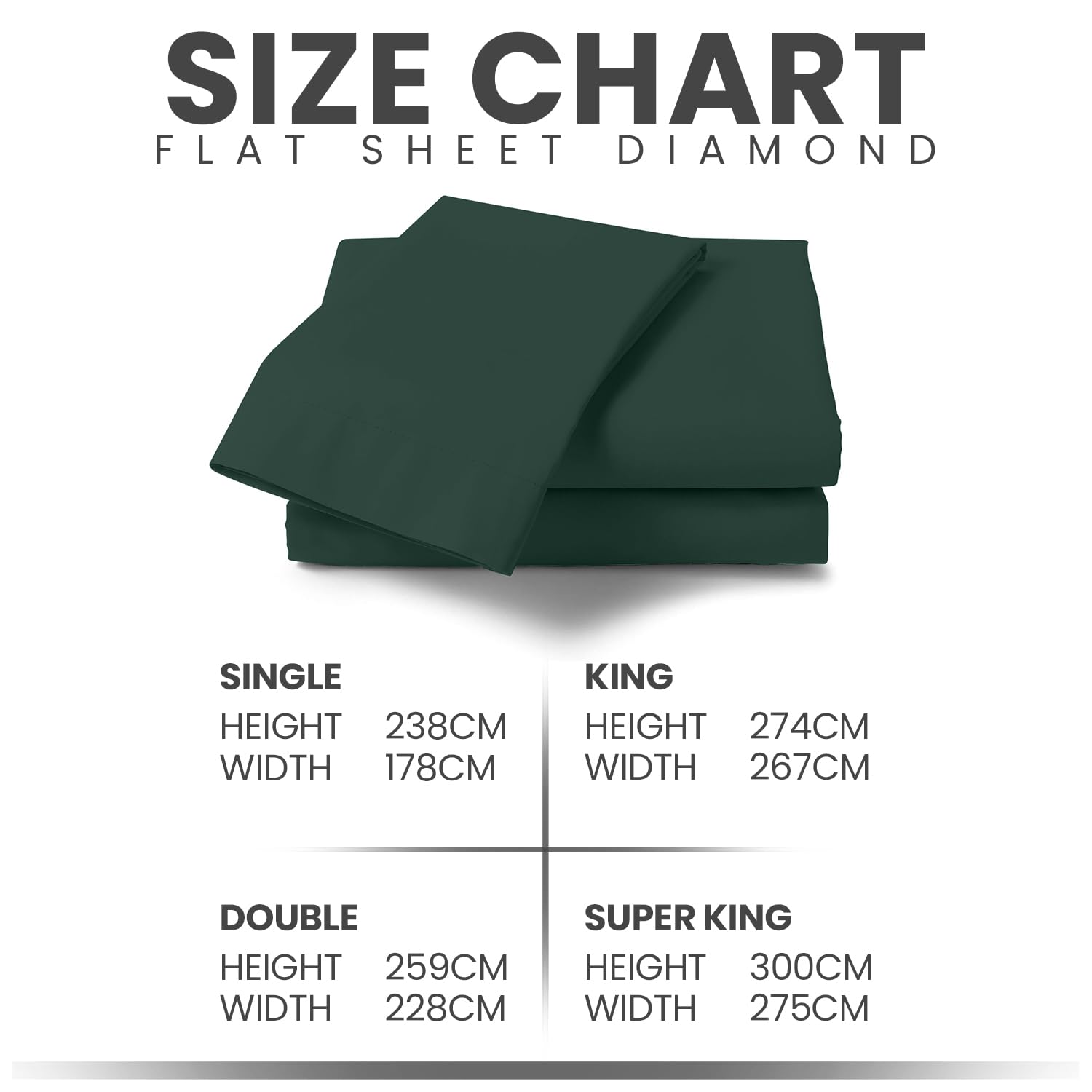 GC GAVENO CAVAILIA Non Iron Percale Flat Sheet - King Size | Polycotton | Dark Green 6