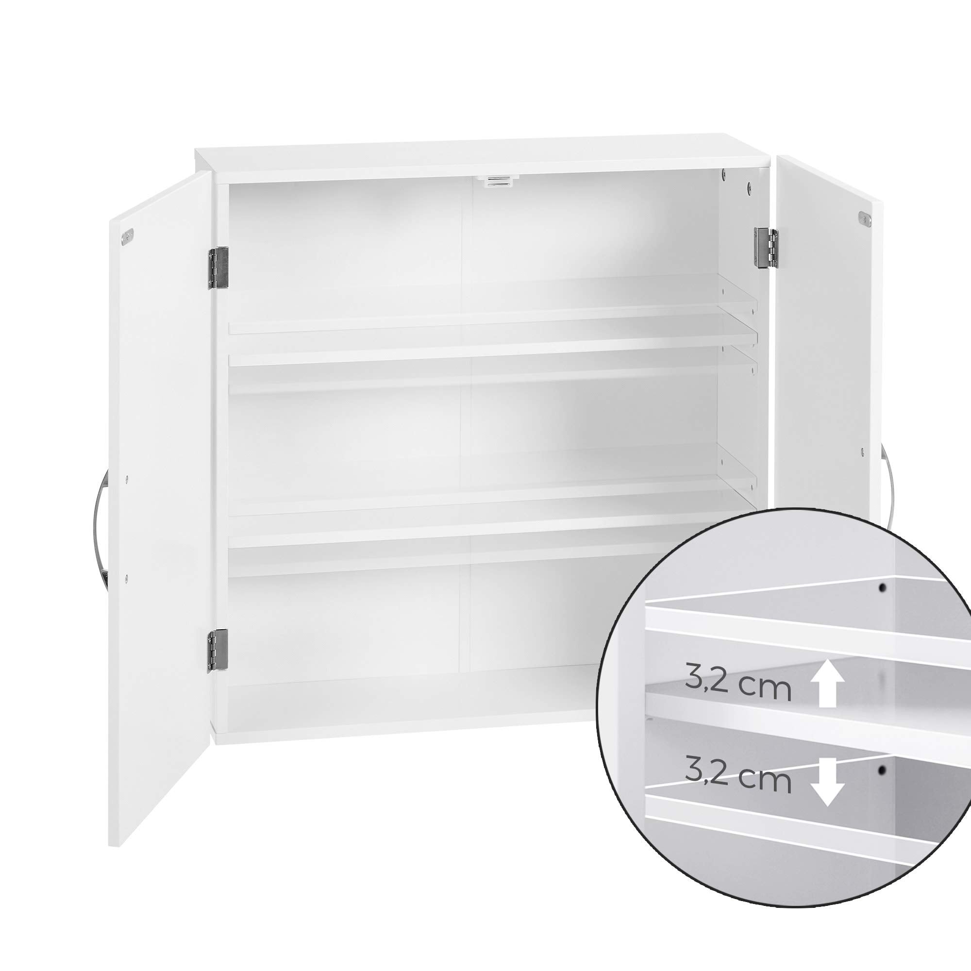 VASAGLE Bathroom Wall Cabinet - Cloud White | Adjustable Shelves | Wall-Mounted Storage | 60x18x60 cm 6