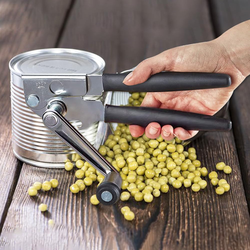 NUFR Heavy Duty Commercial Manual Can Opener - Stainless Steel, Black, Ergonomic Grip 5