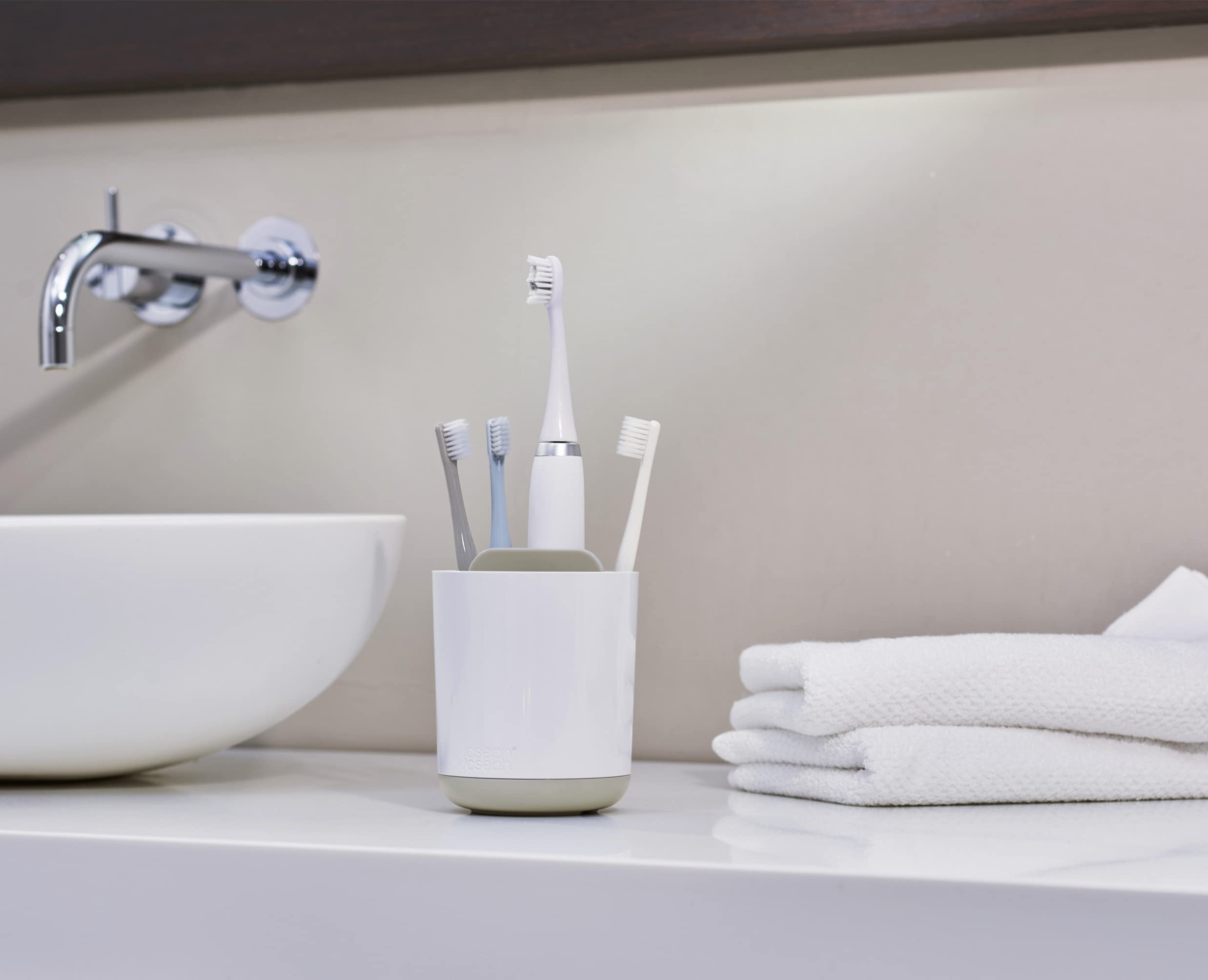 Joseph Joseph Duo Detachable Toothbrush Holder - Ventilated Storage for Manual & Electric Brushes | White, Small 5