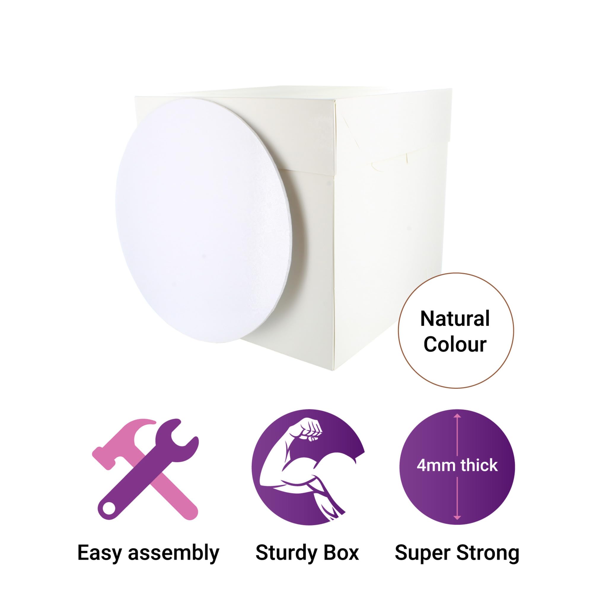 Culpitt Tall Cake Box & White Board Set - 12' Square, Extra Tall for Tiered Cakes | Masonite Board Included 2