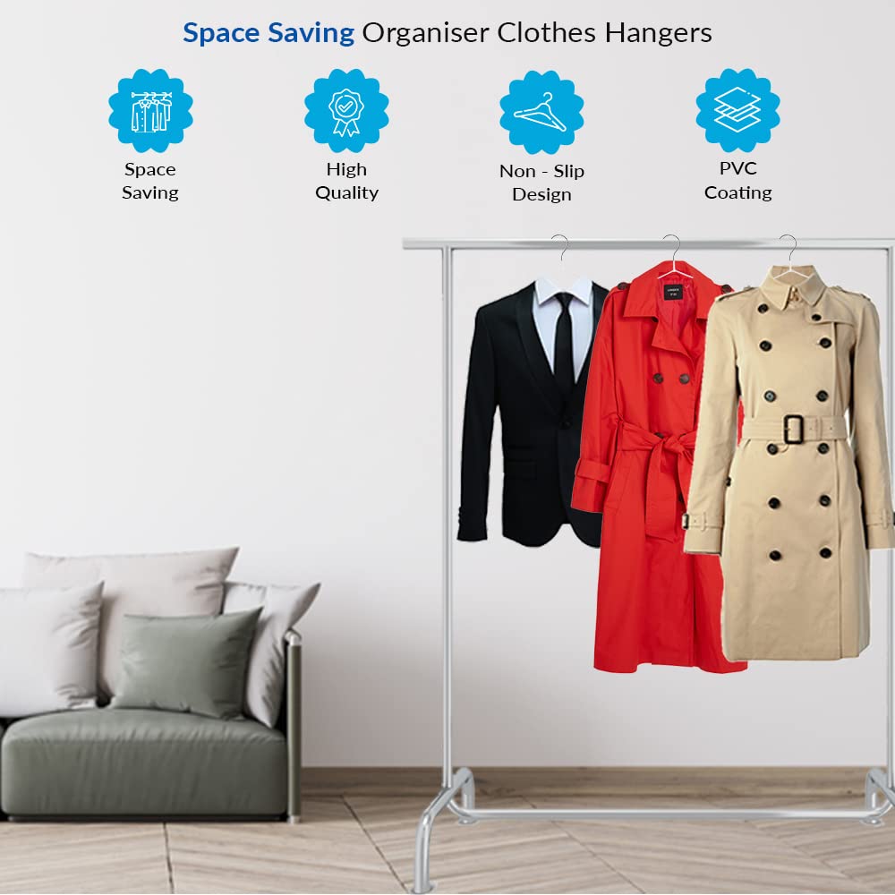 1ABOVE 25 Pack Premium Rubber Coated Metal Coat Hangers - Heavy Duty, Space Saving | Grey 3