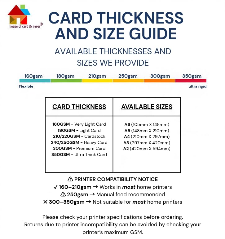 House of Card & Paper A4 210 GSM White Card Stock - 50 Sheets | Smooth Finish 4