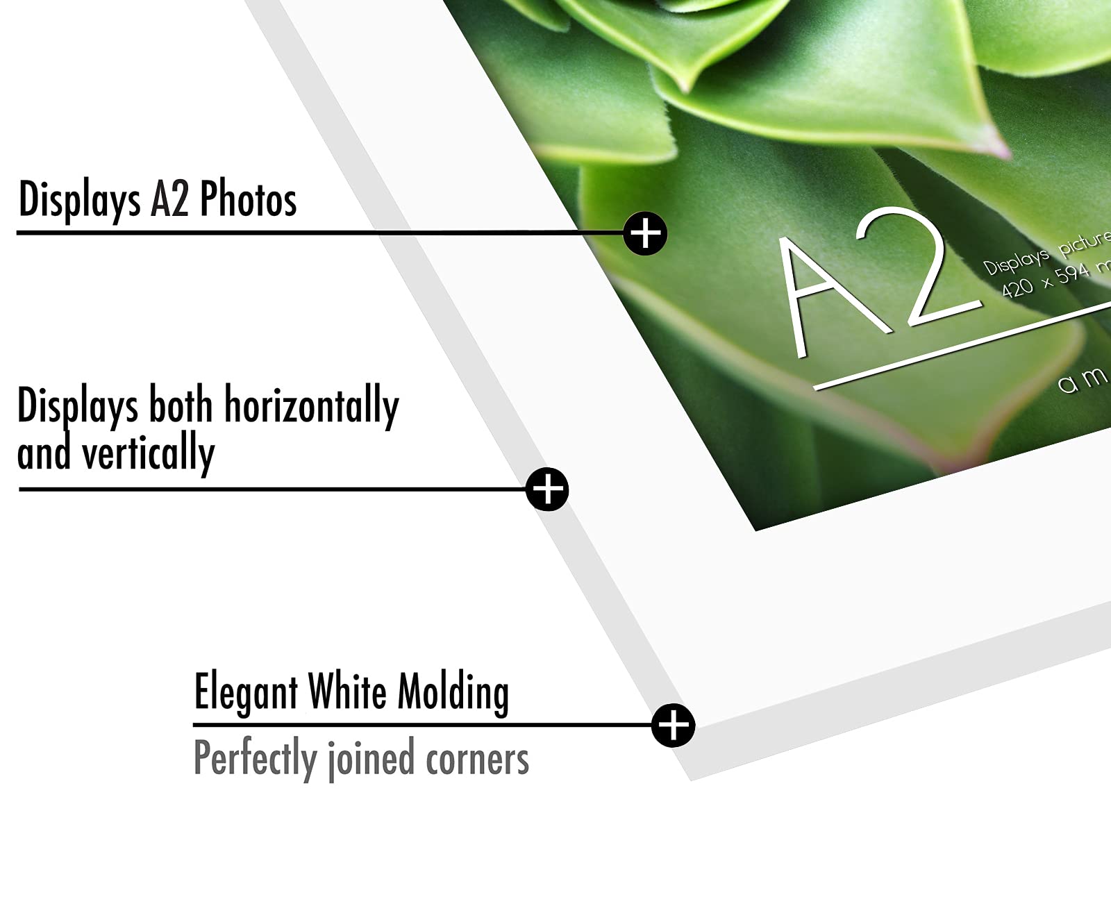 Americanflat A2 Picture Frame in White - Engineered Wood with Plexiglass | 42x59.4 cm Display 3