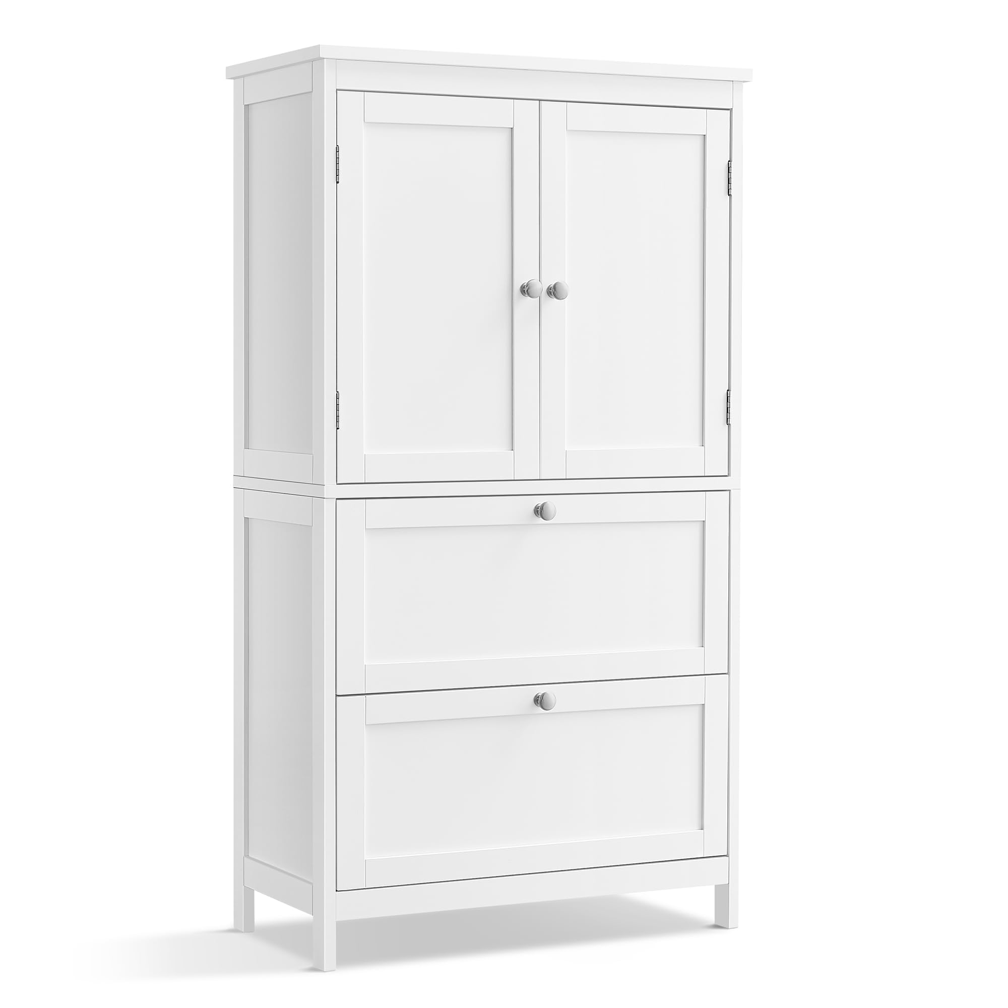 VASAGLE Freestanding Bathroom Storage Cabinet - White | Adjustable Shelf | 30x60x110 cm 1