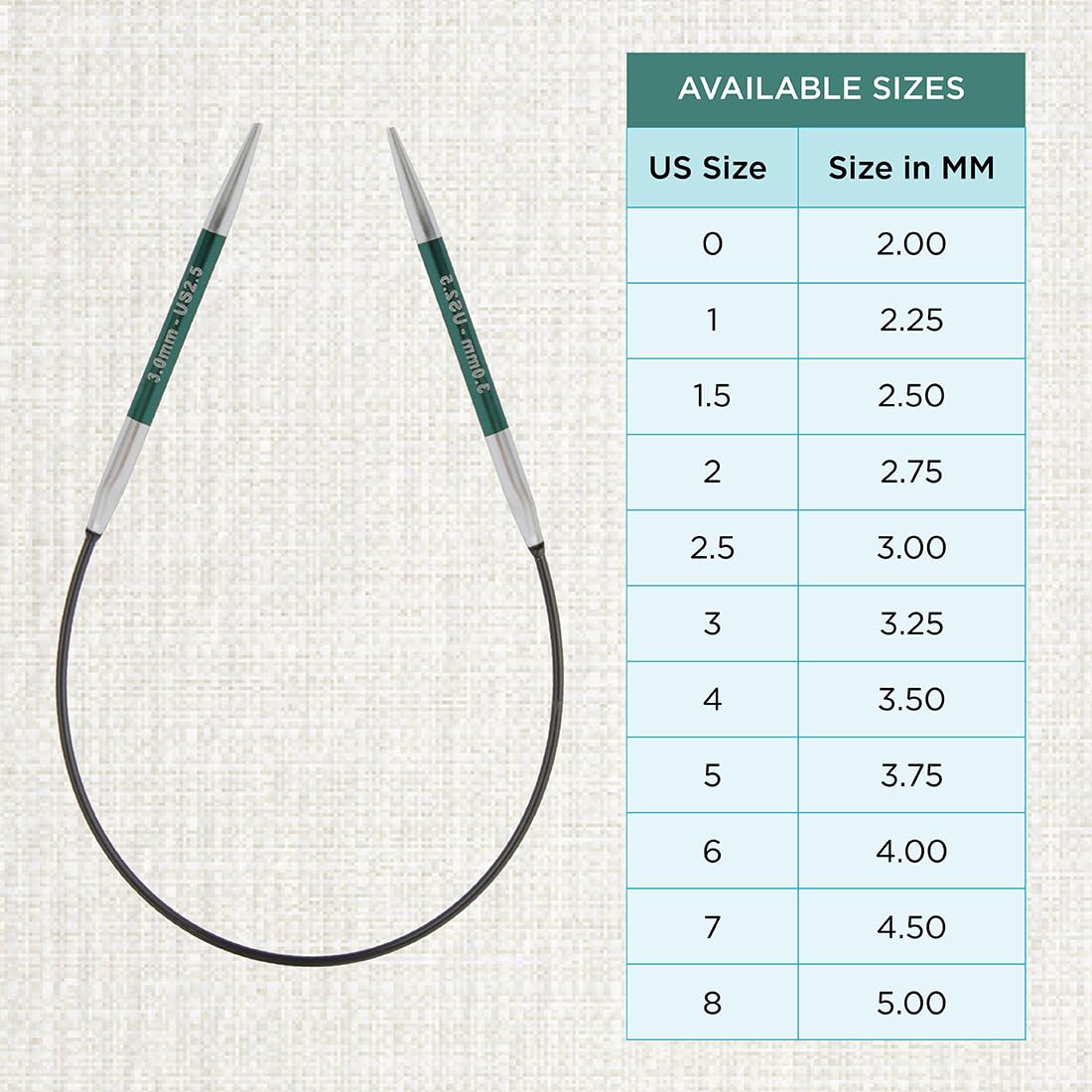 KnitPro Zing Fixed Circular Knitting Needles - 3.00mm | 22.5cm Length | Lightweight Aluminium 4