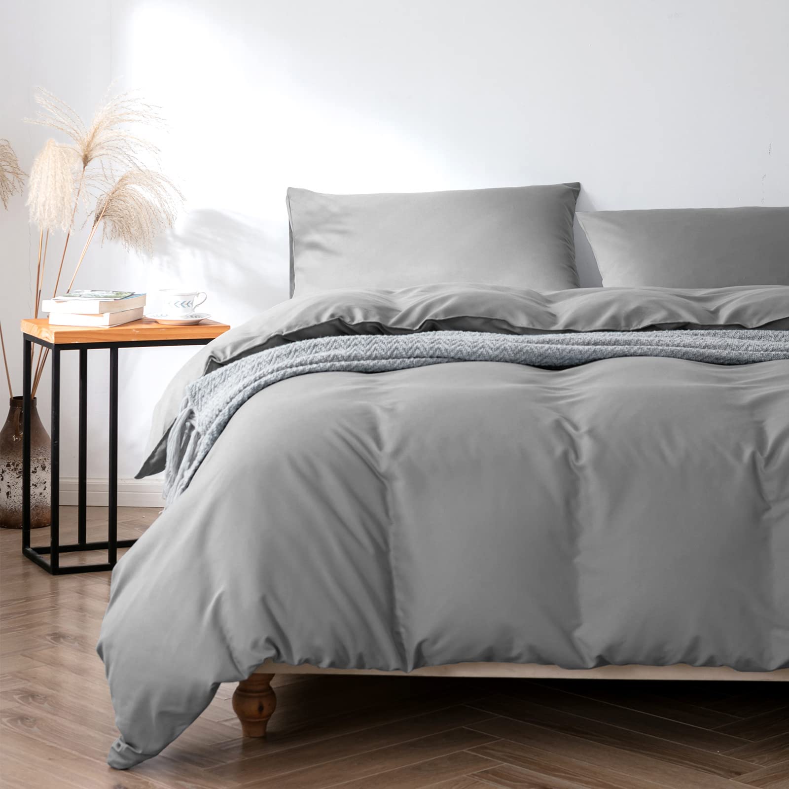 Good Nite Polyester Duvet Cover Set - Single Size (135x200cm) | Light Gray | 2 Pieces 3
