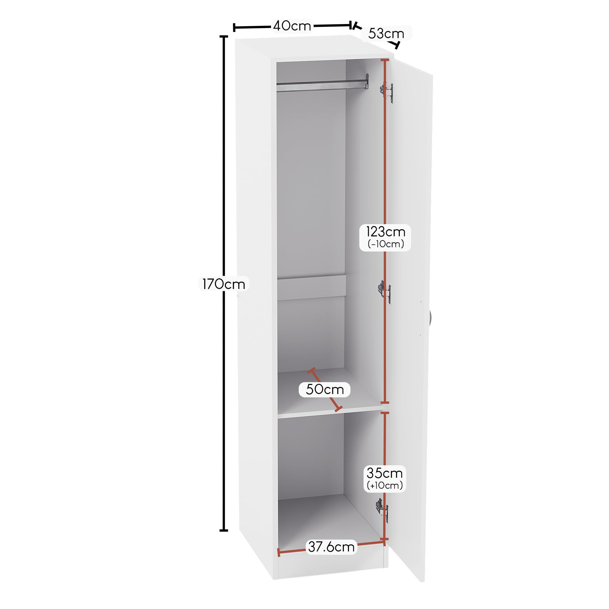 Vida Designs Riano 1 Door Wardrobe - Engineered Wood Storage with Hanging Rail | H: 170cm 2