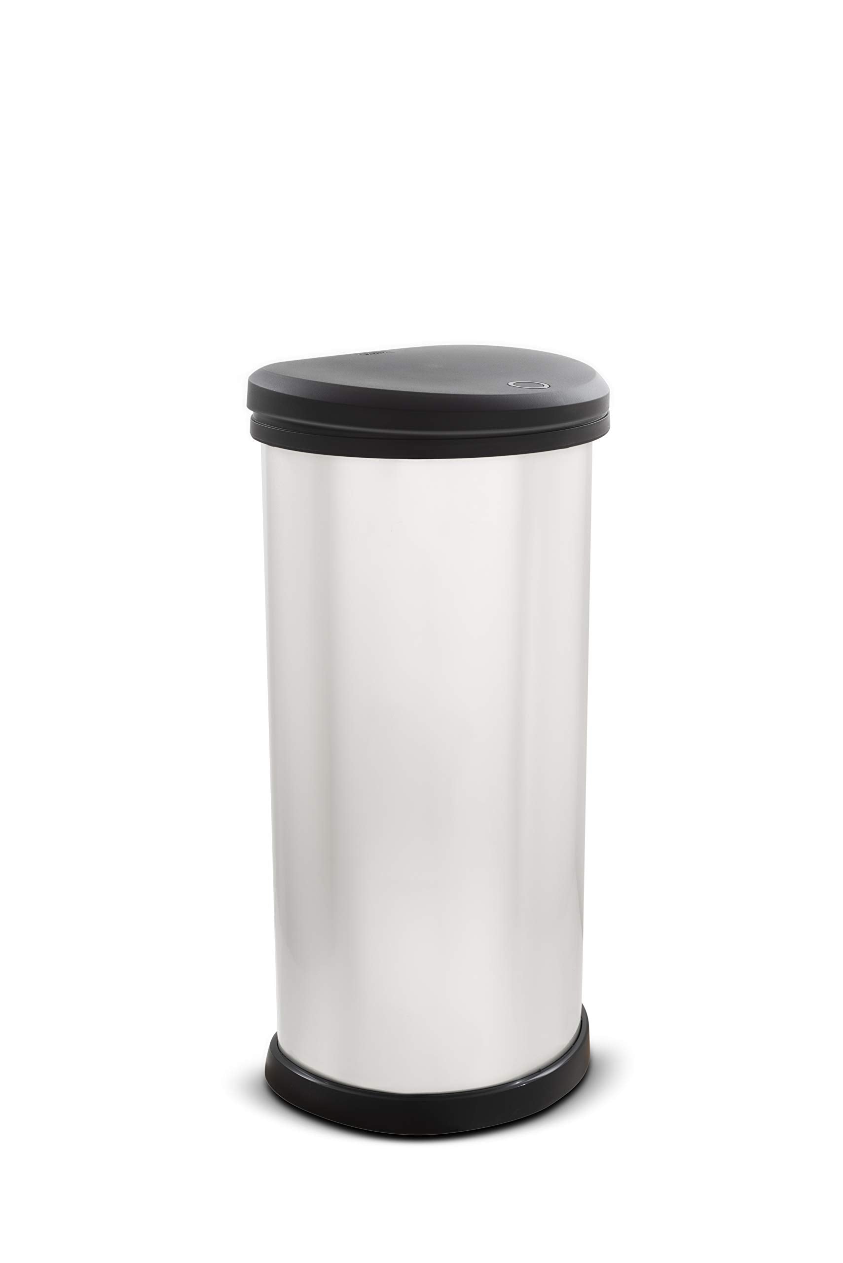 CURVER Metal Effect One Touch Deco Bin - 40 Litre Capacity | Silver | 70% Recycled Plastic 4