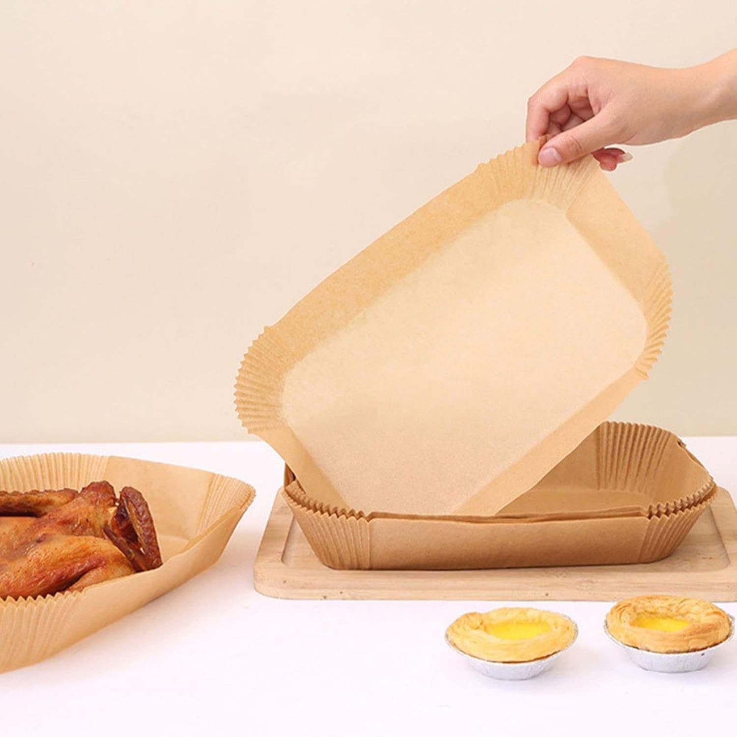 Home Source Air Fryer Parchment Paper Liners - 130 Pack Rectangular 22 x 14cm Sheets 4