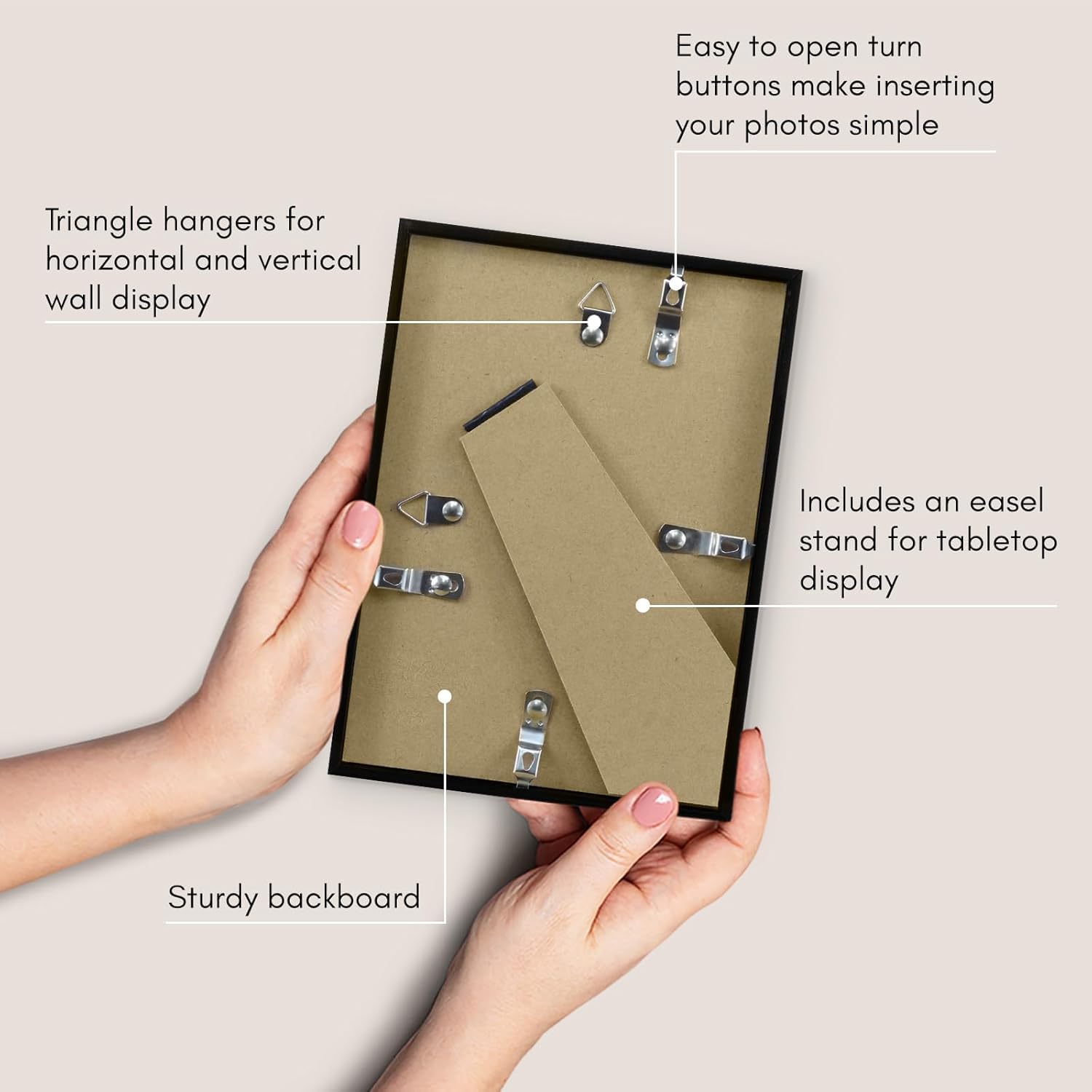 Americanflat 5x7 Photo Frame in Black - Thin Border | PVC Construction | Includes Easel & Hanging Hardware 7