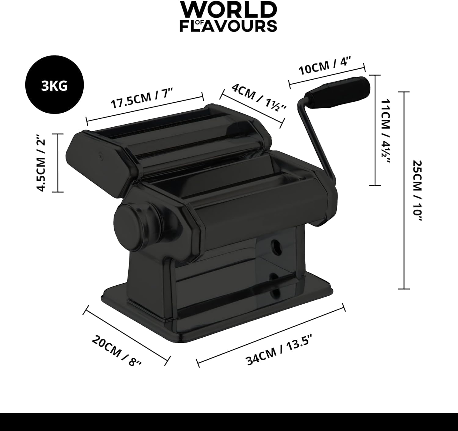 KitchenCraft World of Flavours Manual Pasta Maker - 9 Adjustable Thickness Settings | Stainless Steel 2
