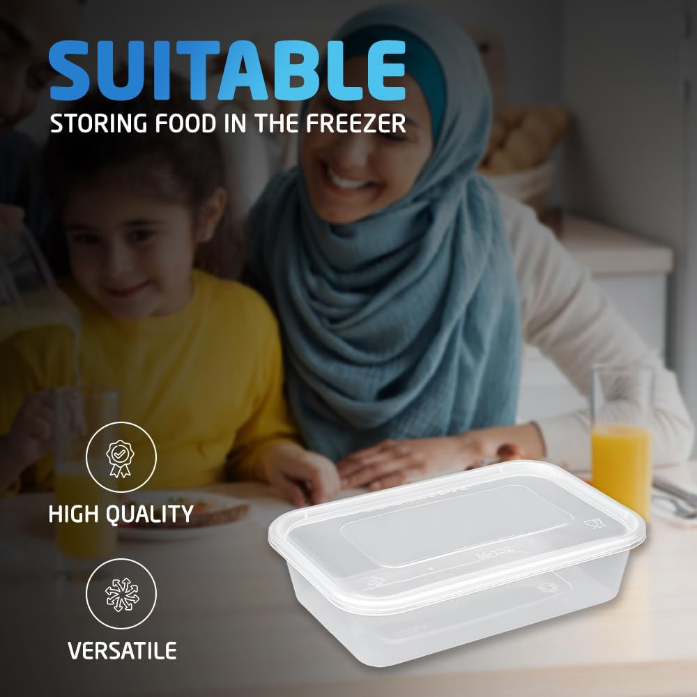 1ABOVE Secure Pack 50 x 500ML Microwave Safe Plastic Food Containers with Airtight Lids 5