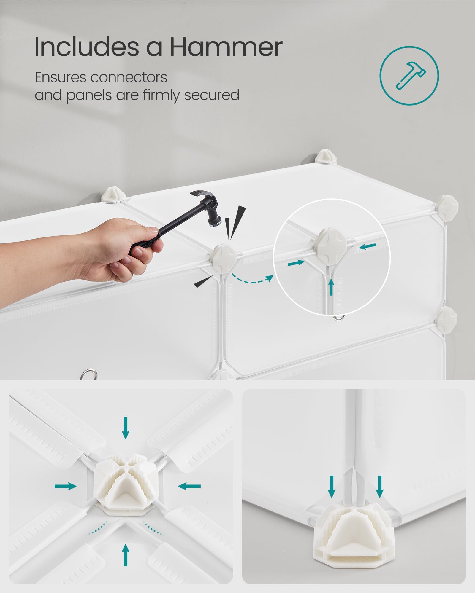 SONGMICS Boltless Shoe Rack - 10 Tiers DIY Modular Storage | Holds 20 Pairs | White 6