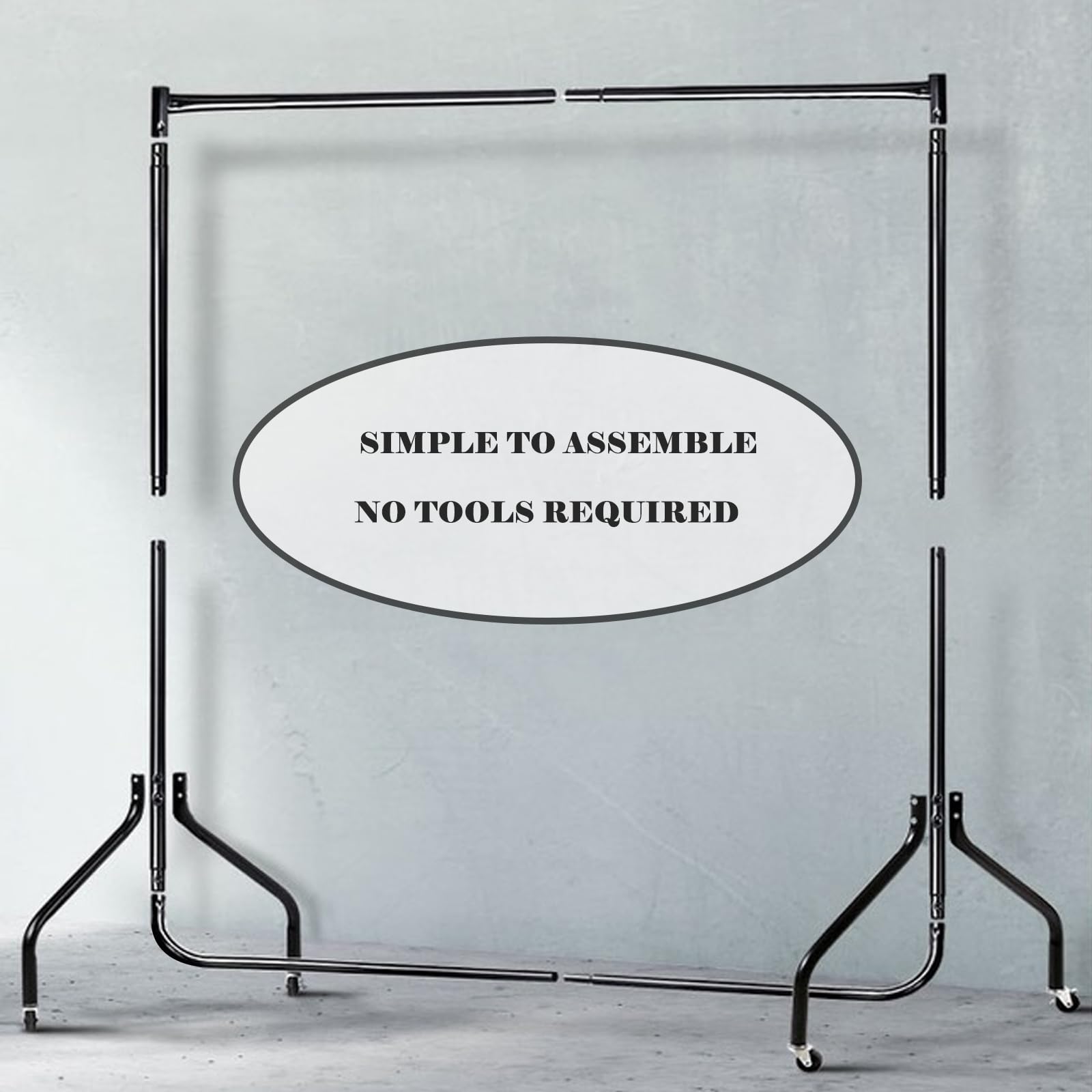 Vivo Technologies 5ft Heavy Duty Metal Clothes Rail | Portable & Collapsible | Black 5