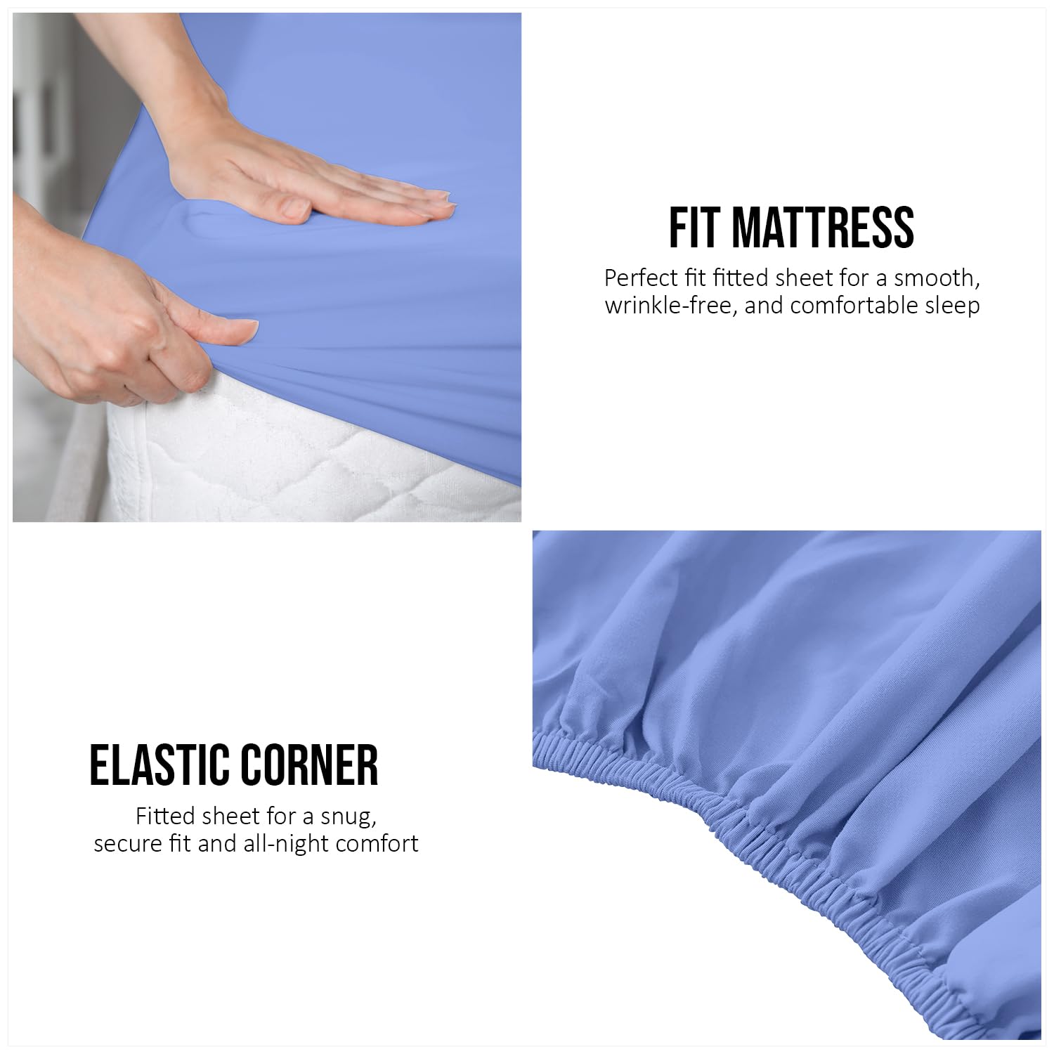 Super Dreamer Microfiber Fitted Sheet - Double (137x193 cm) | 100% Polyester | Sky Blue 5