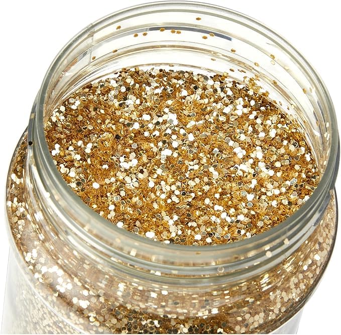Glitterexpress Chunky PVC Glitter - Champagne Color | 250g Shaker for Crafts & Walls 3