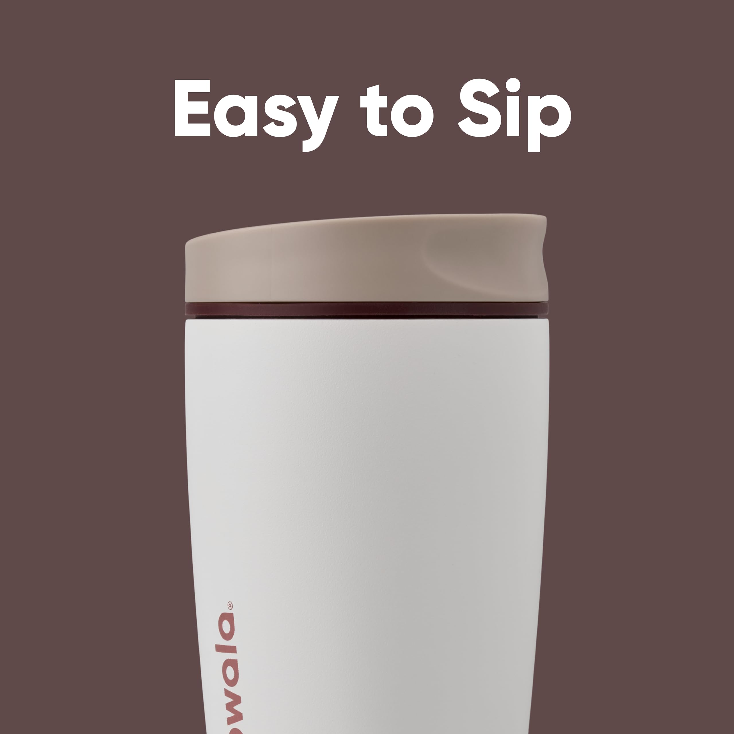 Owala SmoothSip Slider Insulated Stainless Steel Coffee Tumbler 355ml | Hot 6 Hrs/Cold 24 Hrs | Vanilla Bean