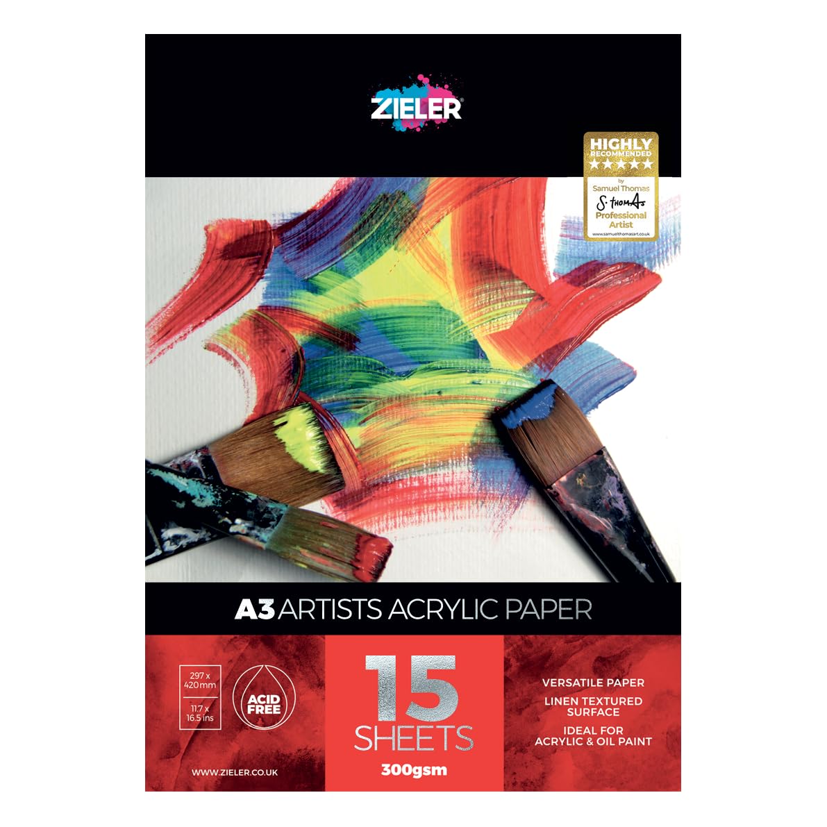 Zieler Linen Textured Painting Pad - 300gsm Paper, 15 Sheets, A3 Size | Ivory 1