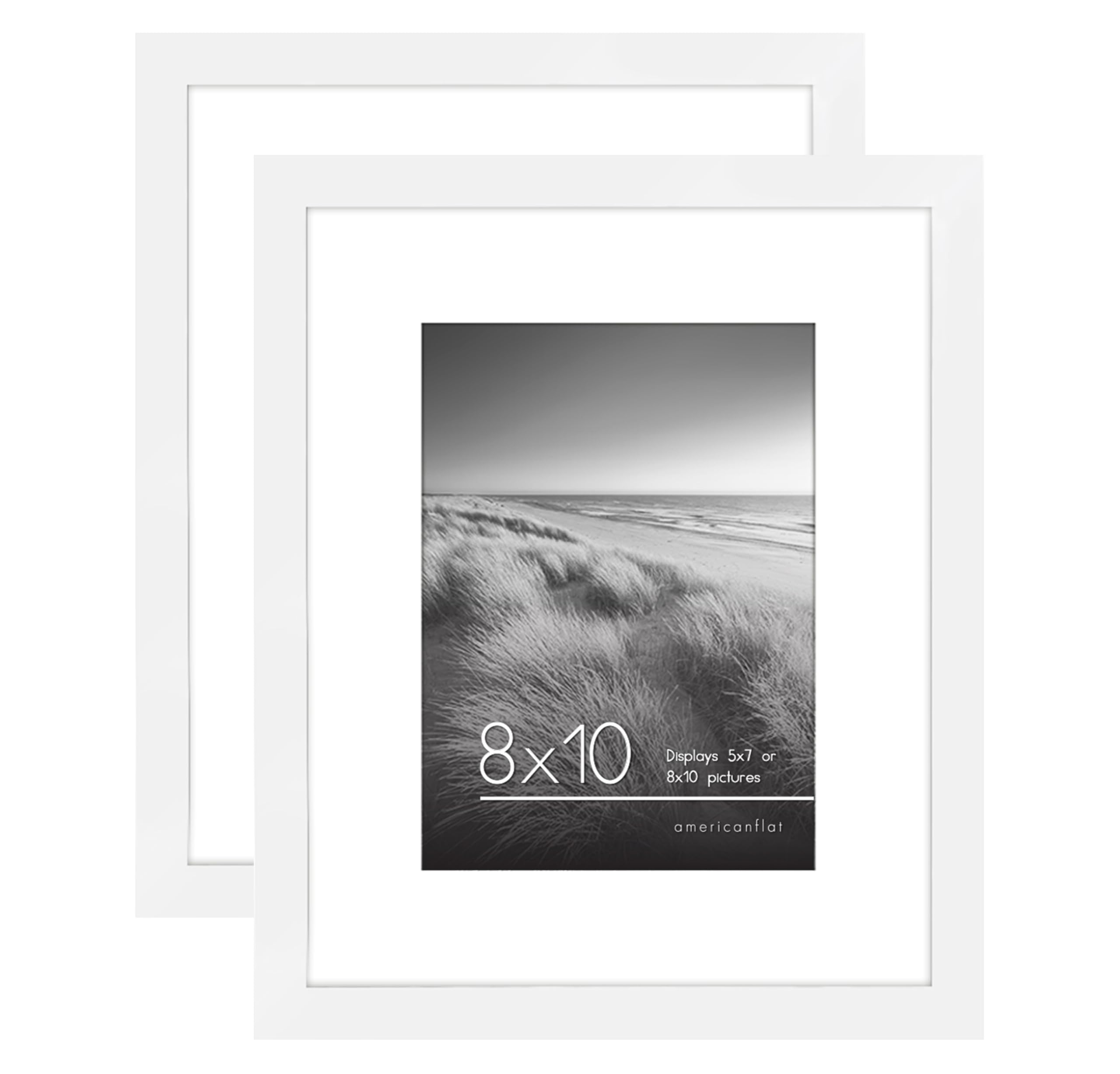 Americanflat 8x10 Photo Frames in White - Set of 2 | Fits 7x5 with Mount | Wall & Tabletop Display