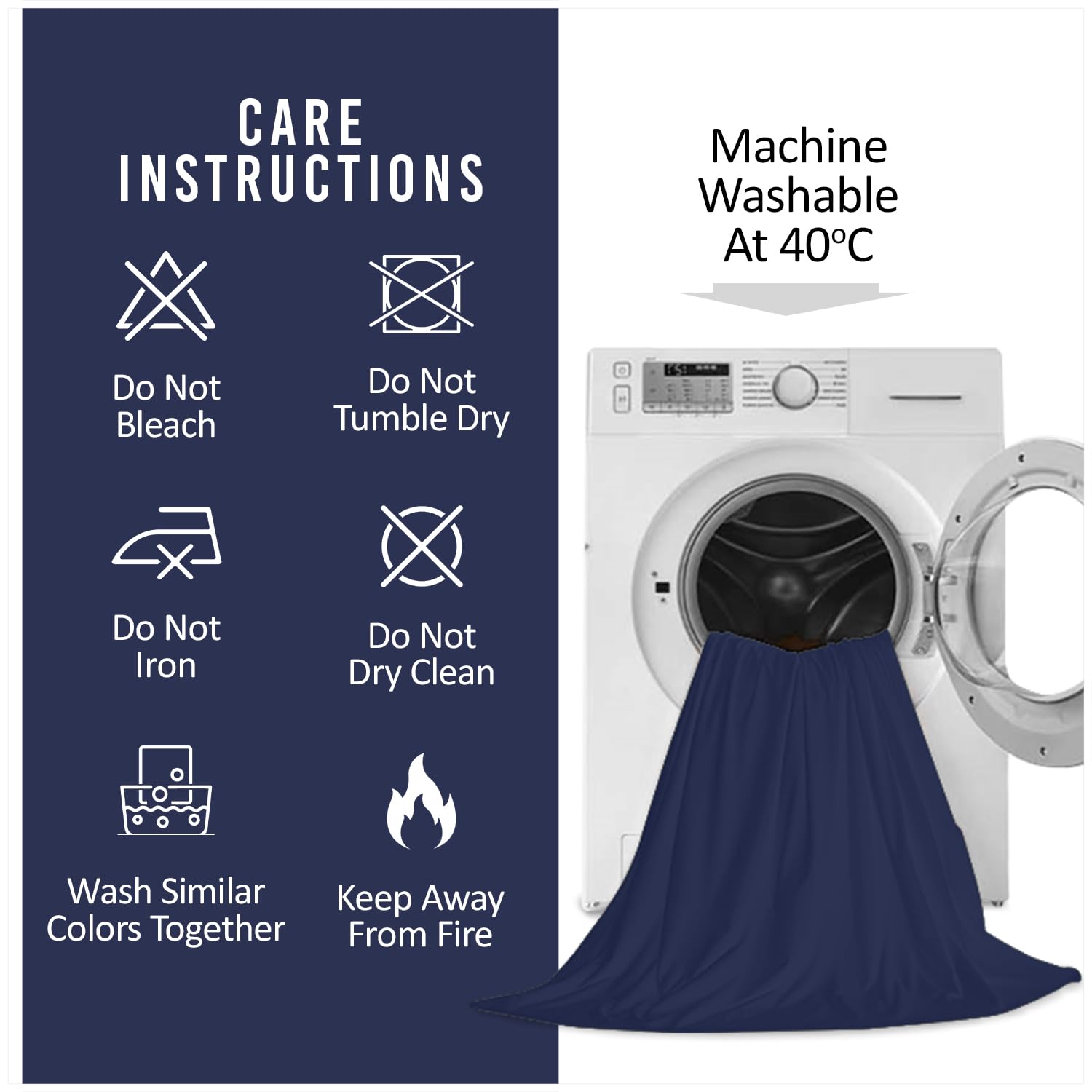 Super Dreamer 100% Polyester Fitted Sheet - Single Bed (91 x 190cm) | Navy | Snug Fit 7