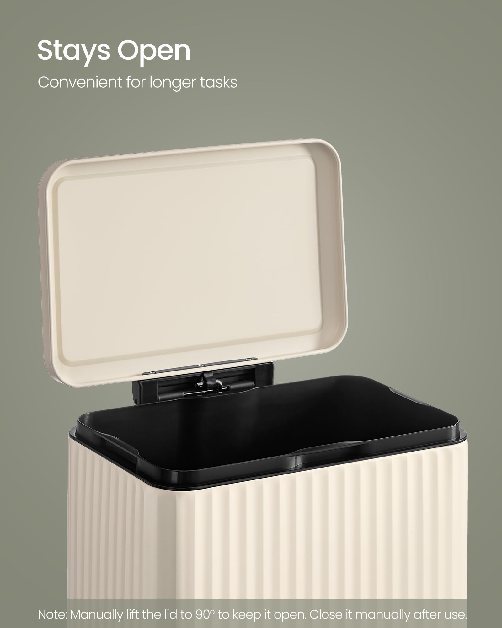 SONGMICS 50 L Kitchen Bin with Pedal | Soft-Close Lid | Cream White Alloy Steel 3