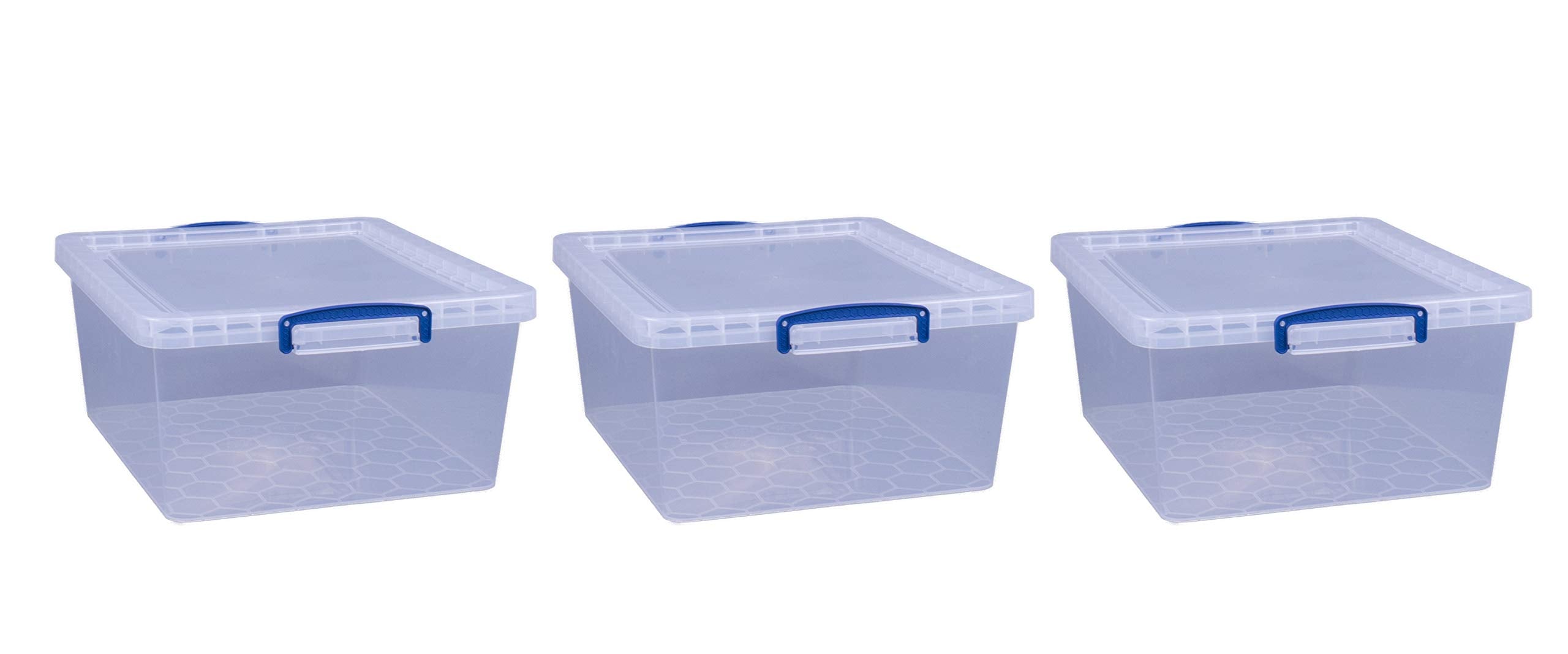 Really Useful Box Nestable Plastic Storage Box - 17.5 Litre, Clear, Pack of 3 | Lockable Lid 5