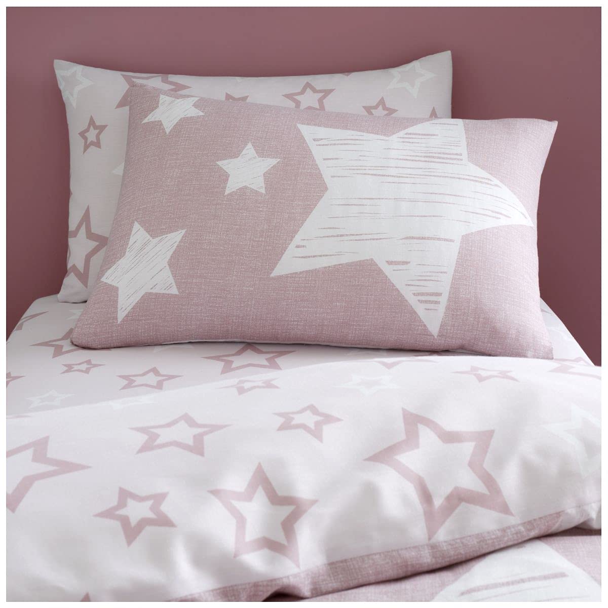 GC GAVENO CAVAILIA Kids Super Star Duvet Cover Set Single | Blush Pink Polycotton 2