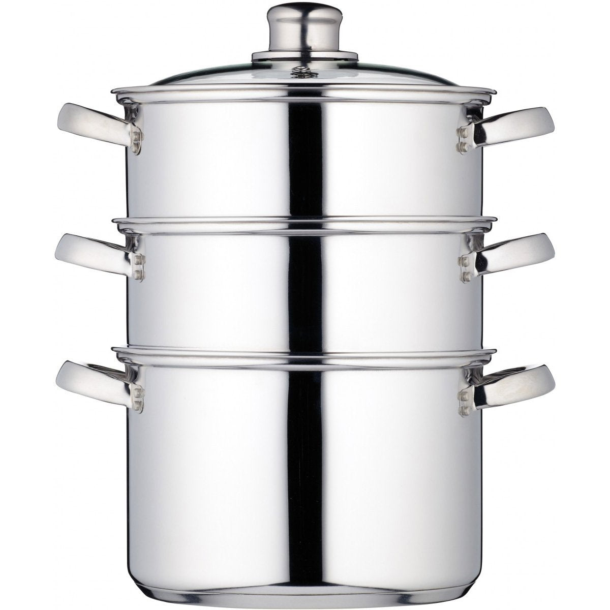 Kitchen Craft 3 Tier Stainless Steel Food Steamer Pan with Glass Lid | Induction Safe | 20 cm Diameter 1