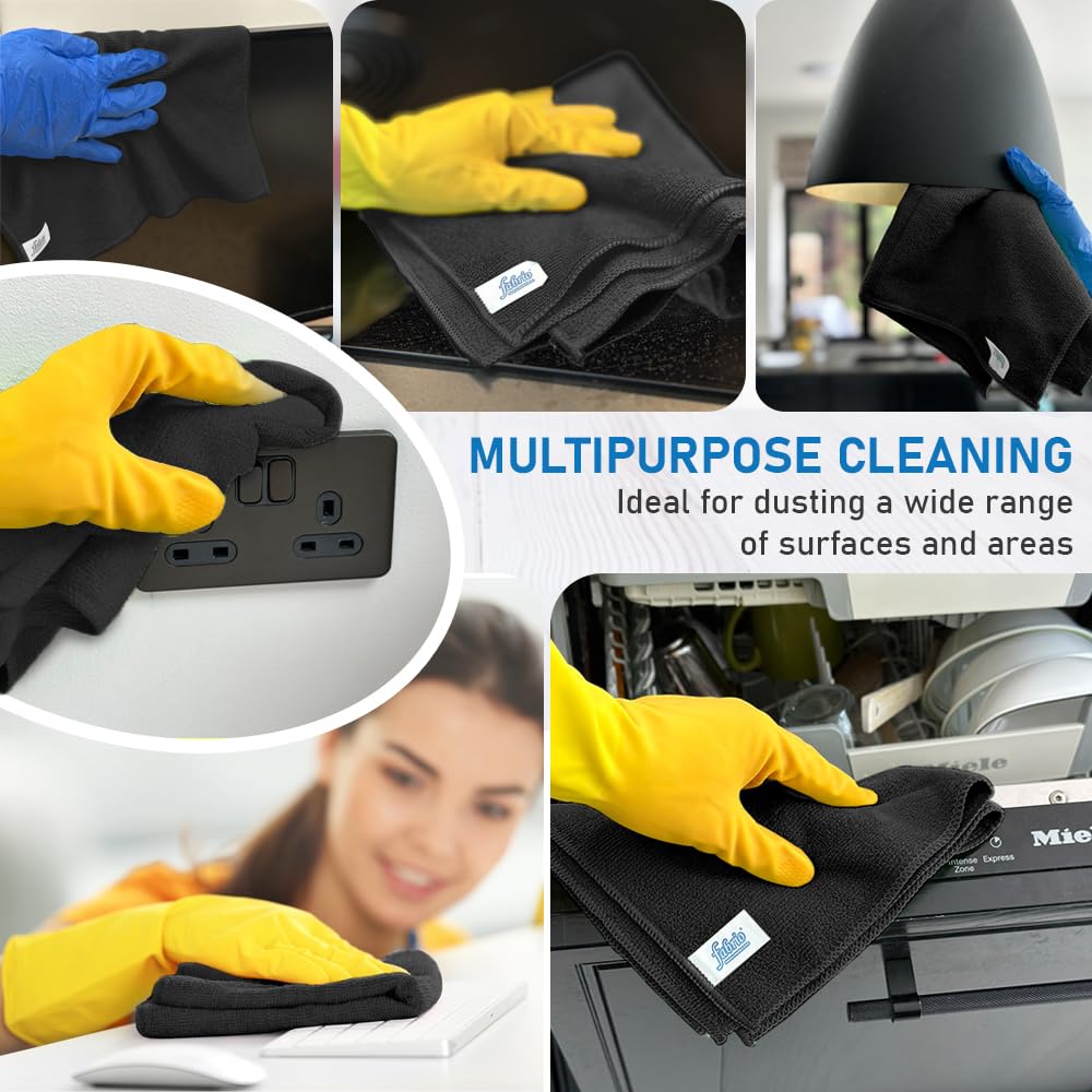FABRIO Microfiber Cleaning Cloths - 8 Pack, 30x30cm, Ultra-Absorbent, Lint-Free for Kitchen & Car 4