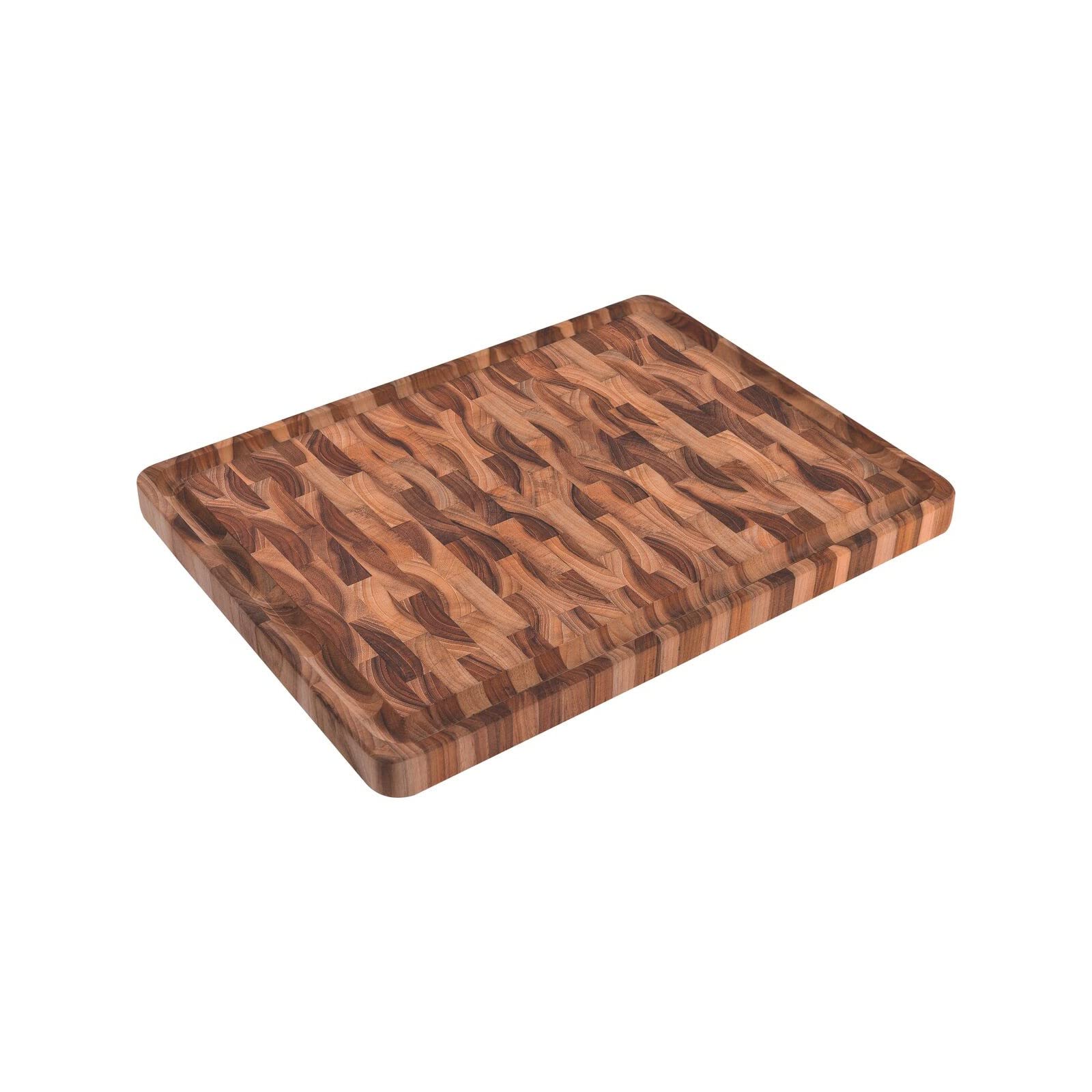 Tramontina Premium Teak Wood End Grain Chopping Board - 45x34x3cm | Juice Rim 1