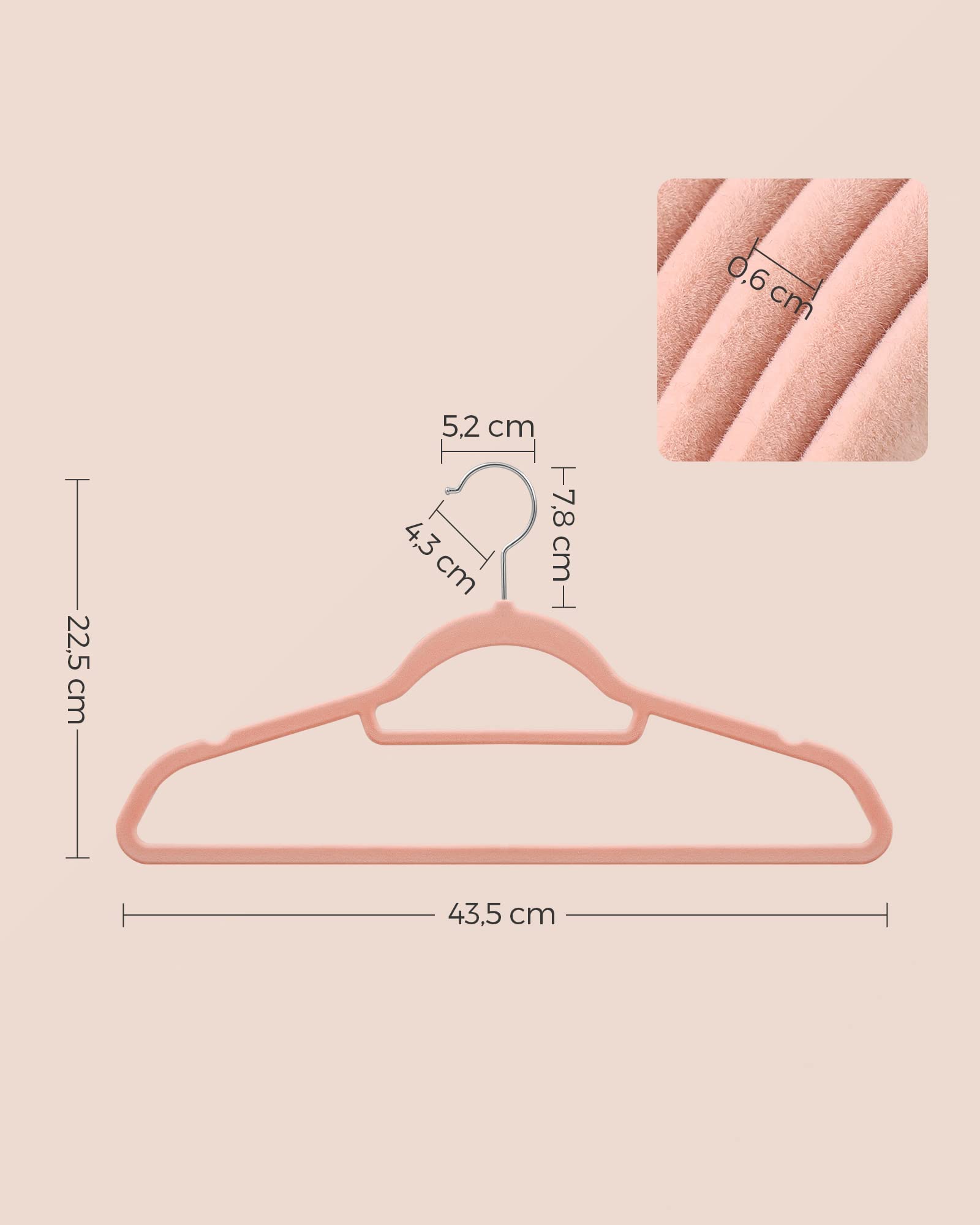 SONGMICS Velvet Hangers - 50 Pack Non-Slip Space Saving Hangers | 0.6cm Slim | 5kg Capacity 3