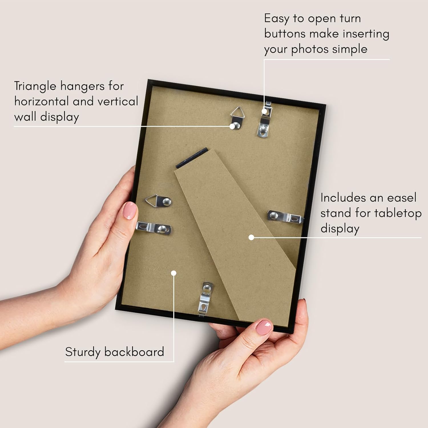 Americanflat 8x6 Black Photo Frame with 6x4 Mount | Shatter-Resistant Glass | Tabletop & Wall Mount 5