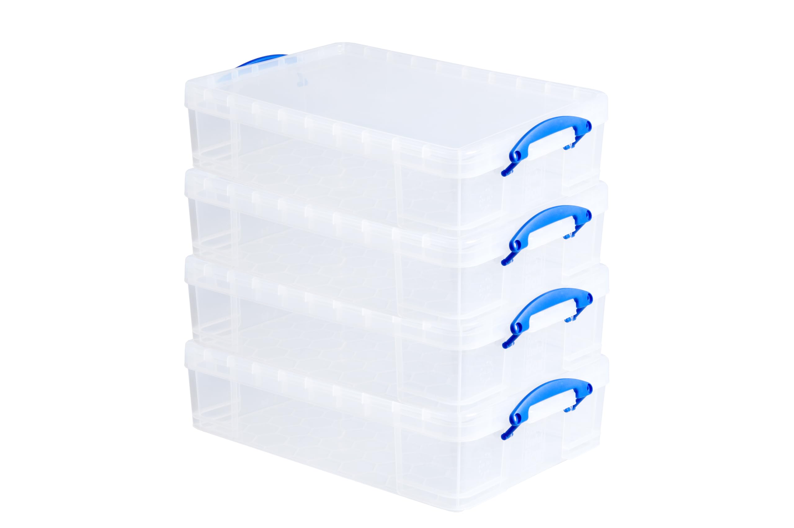 Really Useful Box 24.5L Clear Plastic Storage Boxes with Lid and Handles (4 Pack) 1