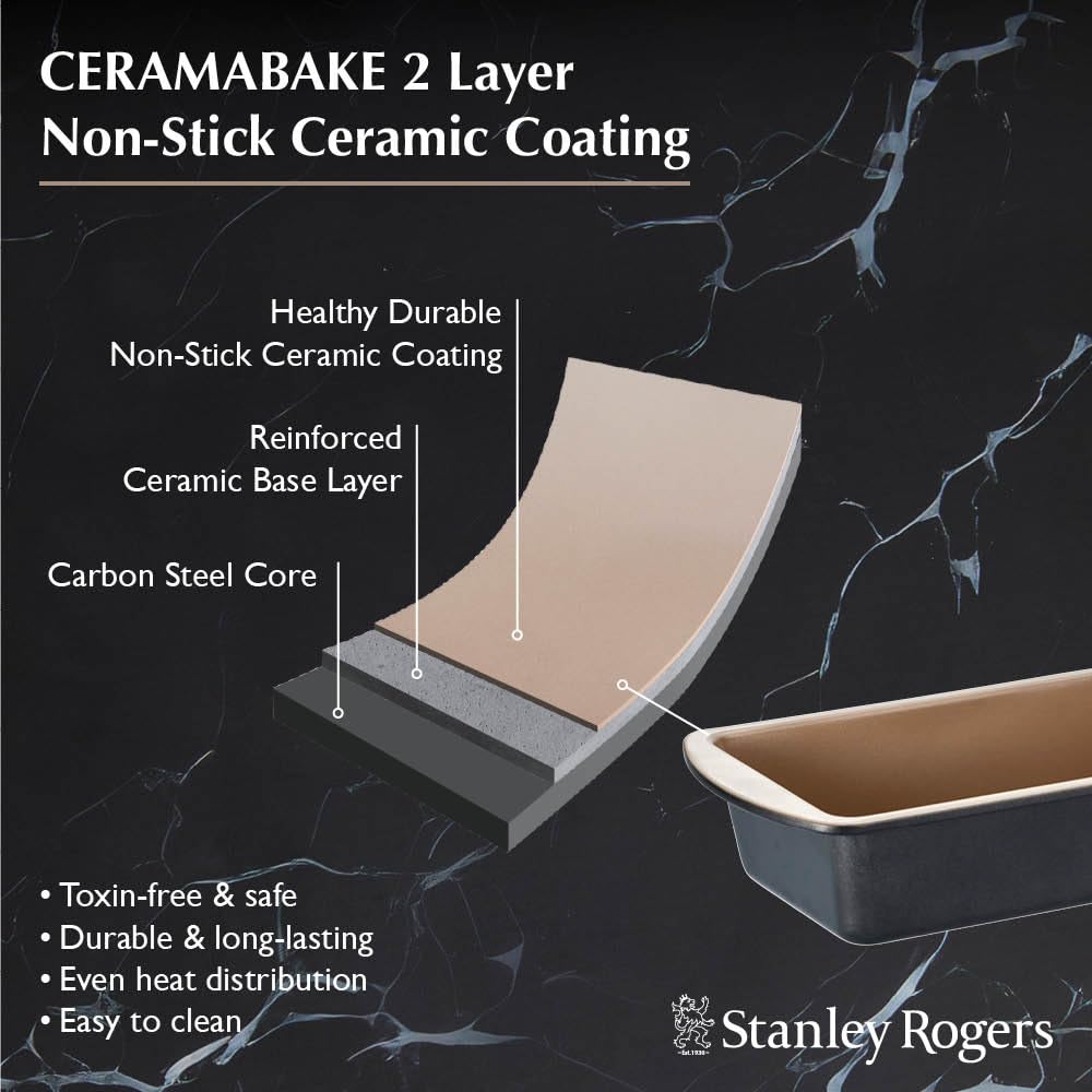 Stanley Rogers Ceramabake Healthy Non-Stick Ceramic Medium Loaf Pan | 23.5x13x6cm | Carbon Steel 6