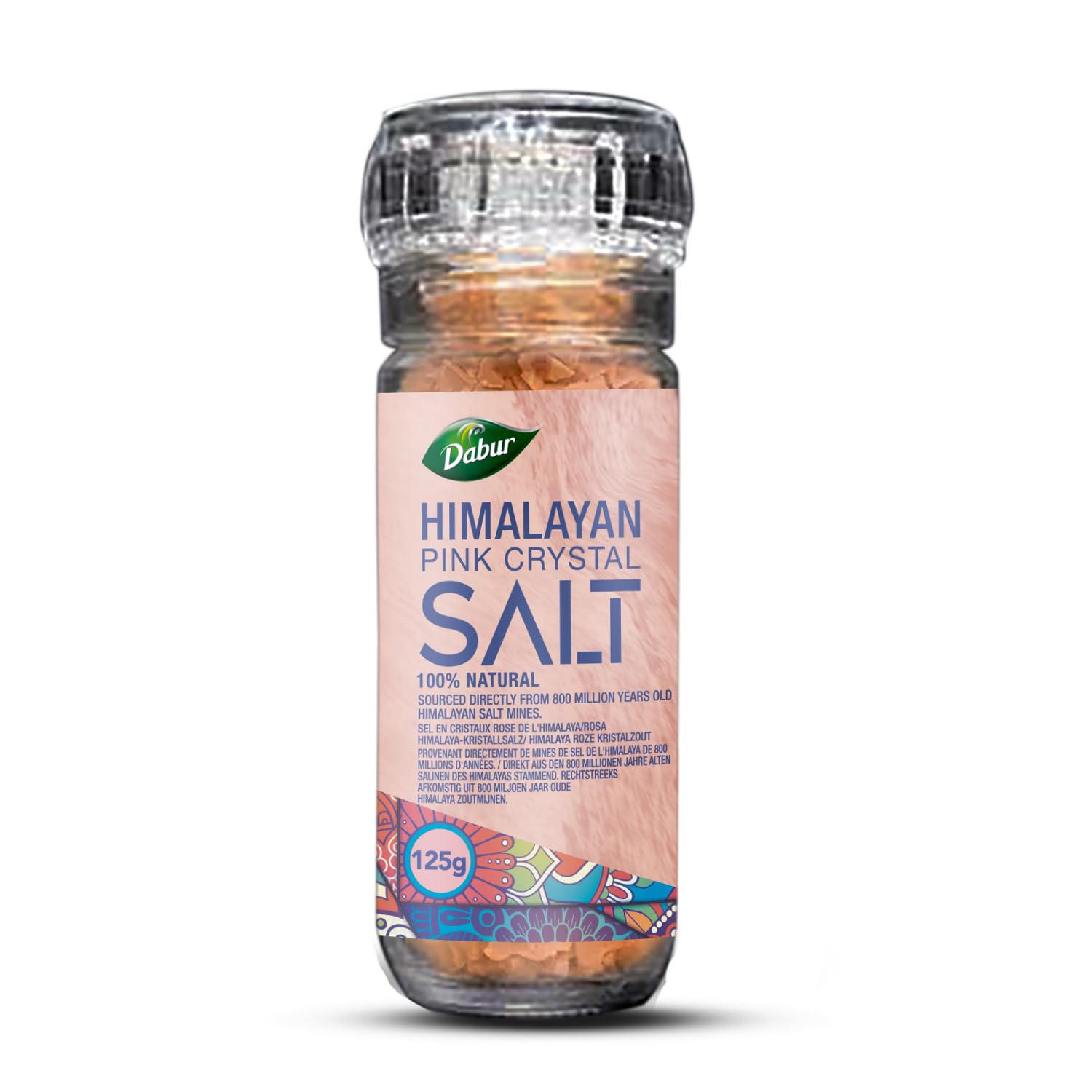 Dabur Himalayan Pink Crystal Salt Glass Grinder - 125g 1