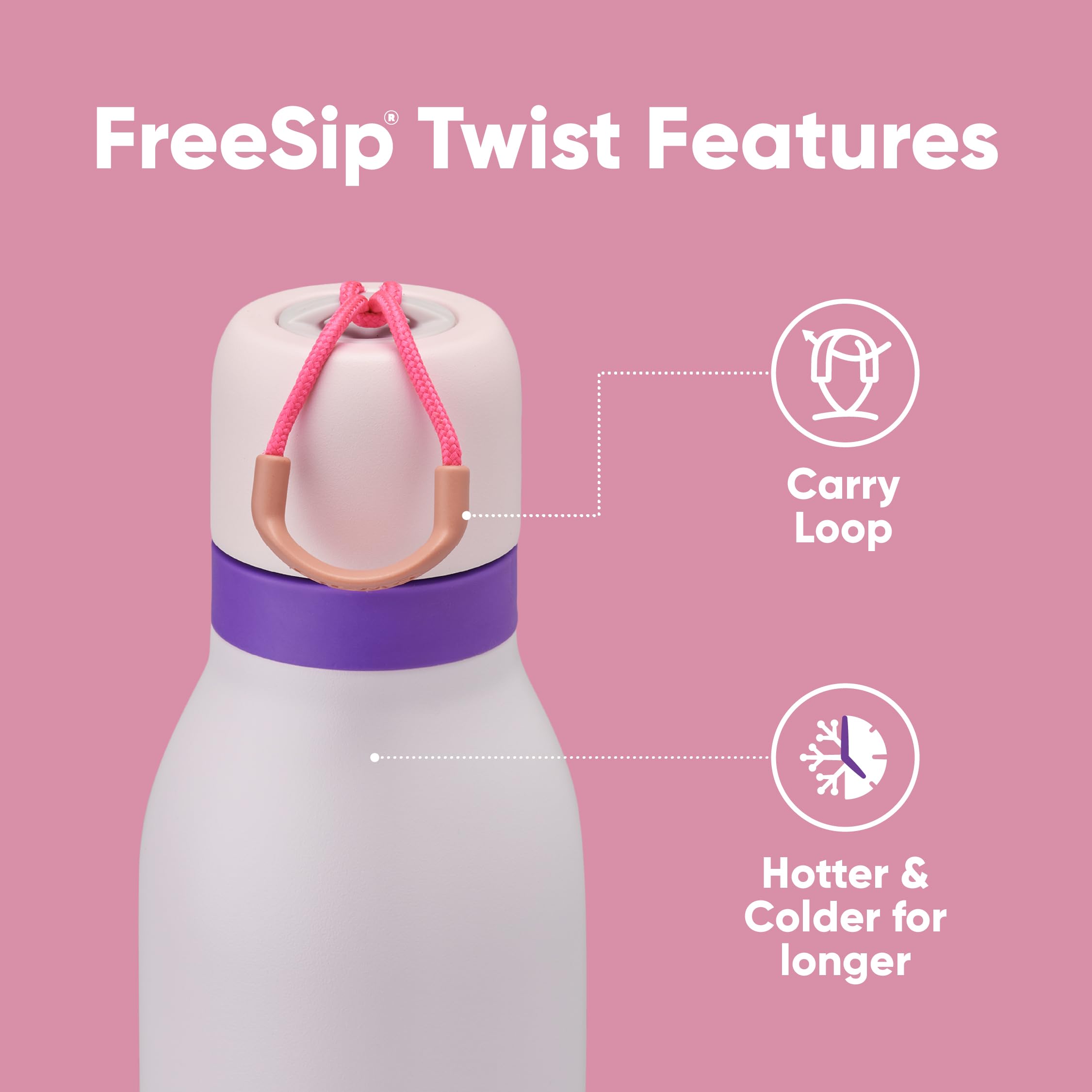 Owala FreeSip Twist Insulated Stainless Steel Water Bottle 710ml Dreamy Field | Straw & Swig Spout 3