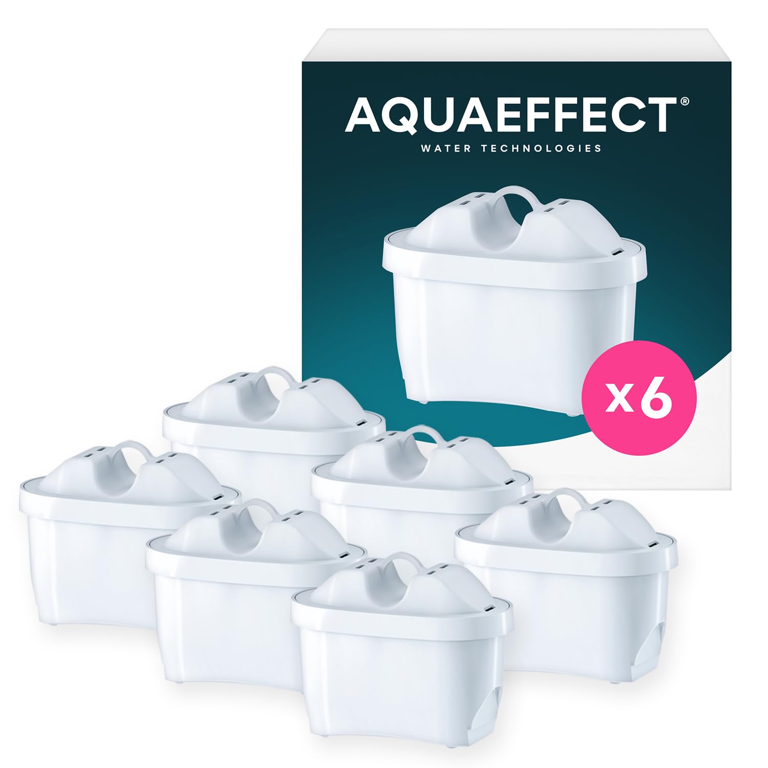 AQUAEFFECT MAX+ Water Filter Cartridges | Reduces Chlorine & Limescale | 6 Pack 1