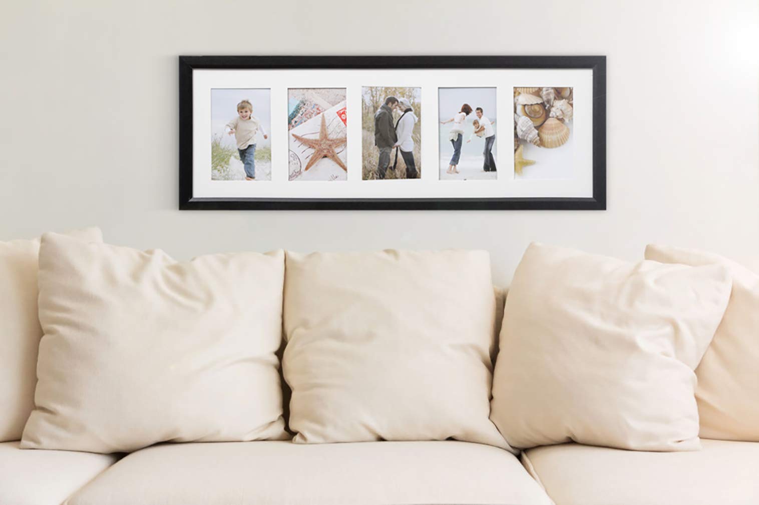ARPAN MDF Multi Photo Frame - 5 Aperture Black Wall & Tabletop Display | Holds 6"x4" Photos 2