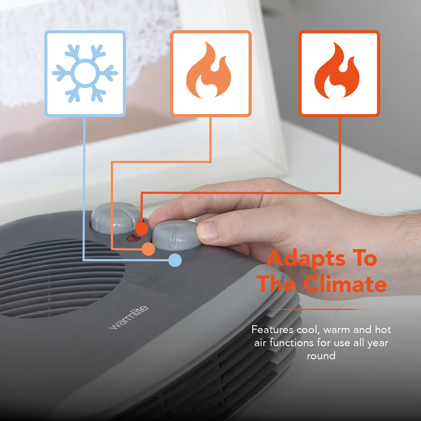 Warmlite WL44004DT 2000W Portable Flat Fan Heater with 2 Heat Settings & Overheat Protection, Dark Titanium 5