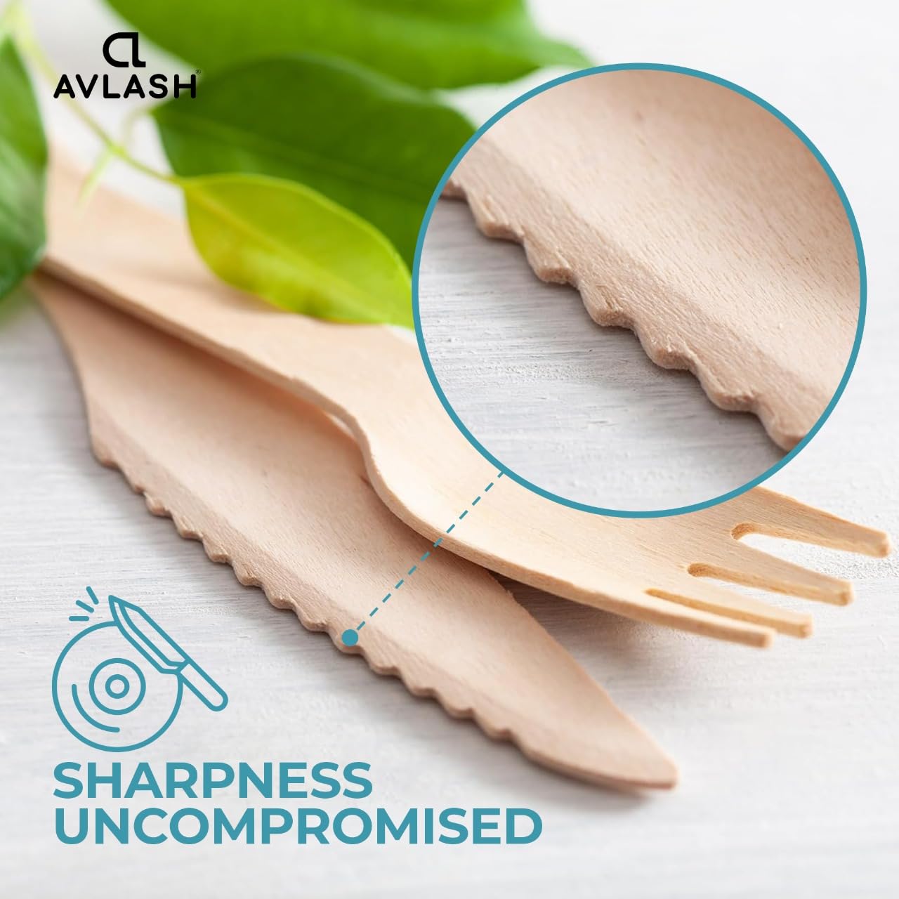 AVLASH Wooden Disposable Knives - Pack of 200, 6.25 Inch, Biodegradable Birchwood Cutlery 5