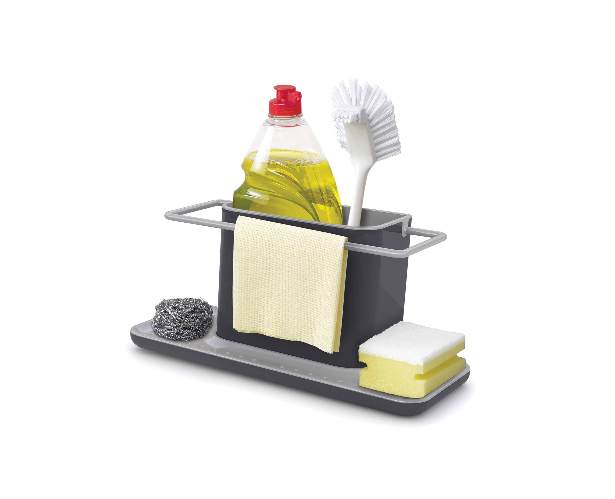 Joseph Joseph Large Kitchen Sink Caddy Organiser for Sponges, Brushes, and Dish Cloth | Grey Plastic/Metal 1