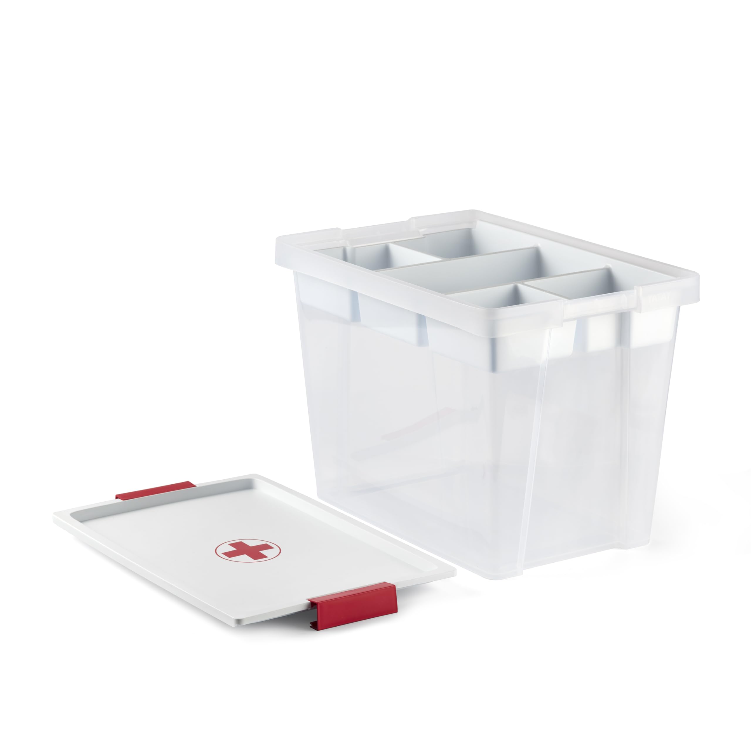 TATAY First Aid Box - 15L Capacity | Hinged Lid & Handles | Includes Organiser Tray